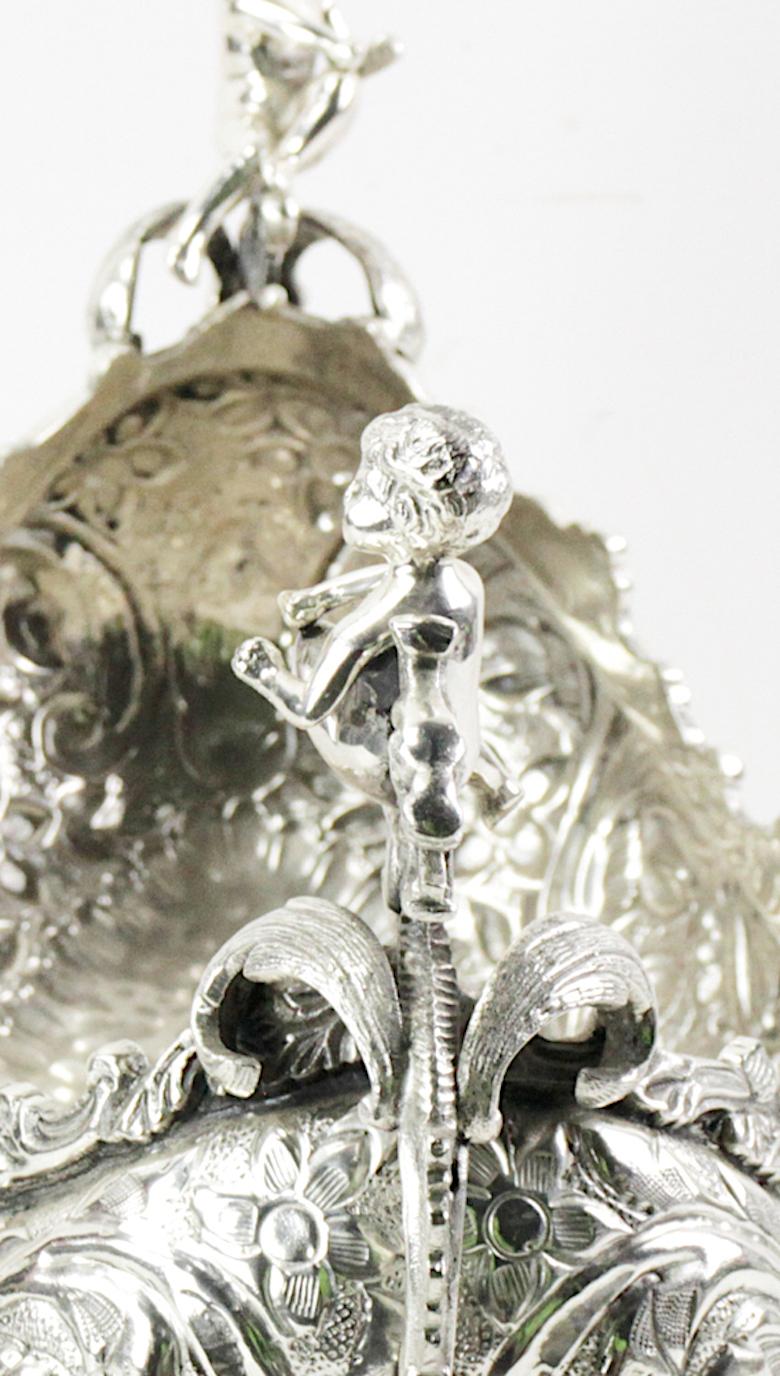 Very Ornately Decorated Silver Plated Austrian Footed Centerpiece For Sale 2
