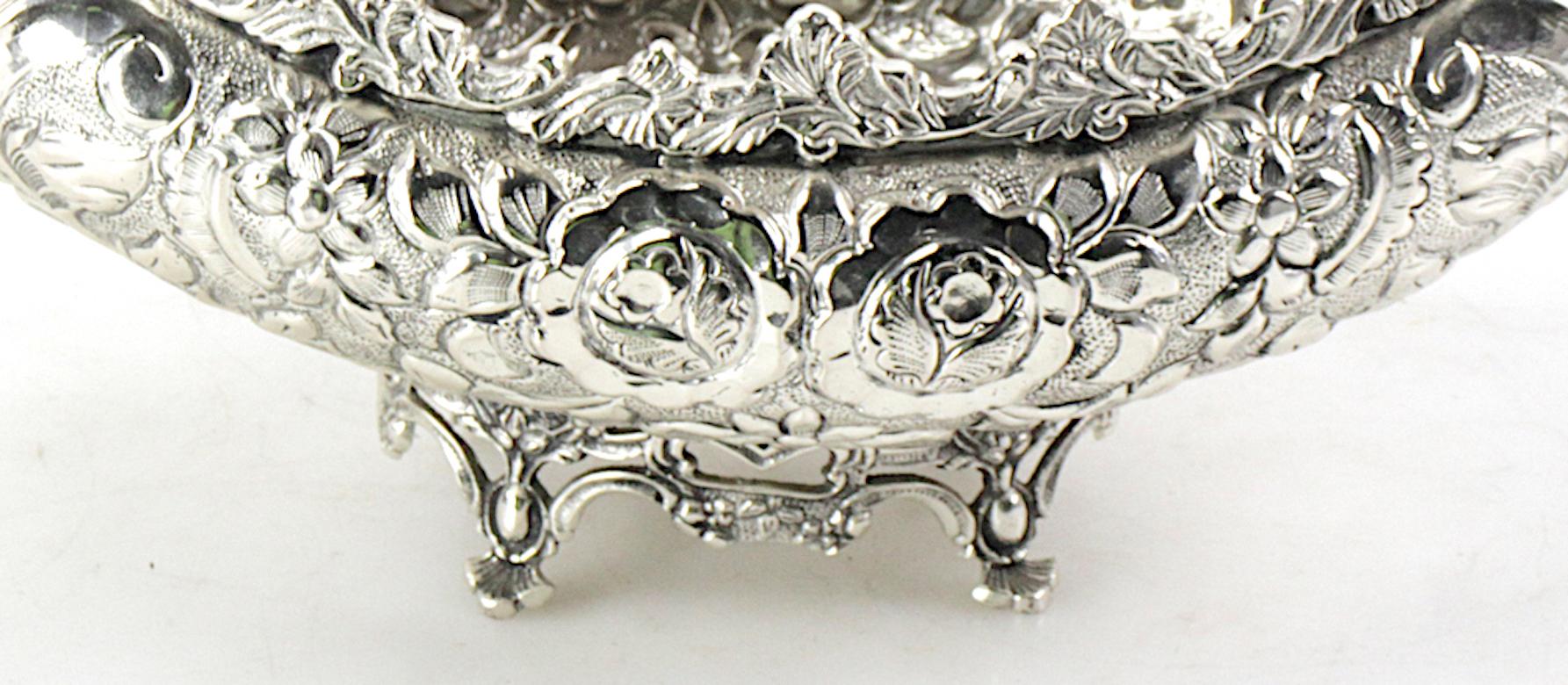 Very Ornately Decorated Silver Plated Austrian Footed Centerpiece For Sale 4