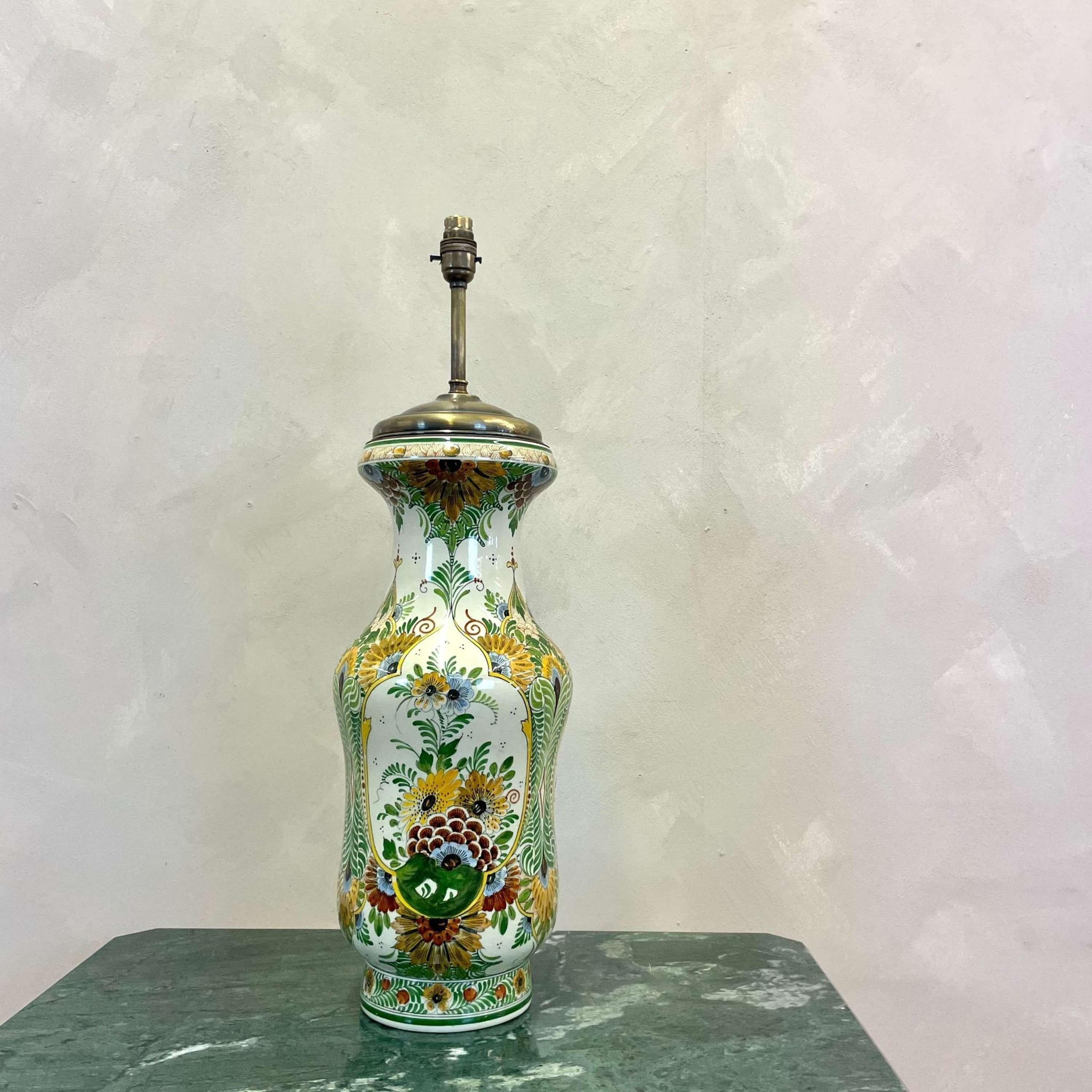 Ceramic Very Pretty 20th Century Delft Vase Lamp For Sale