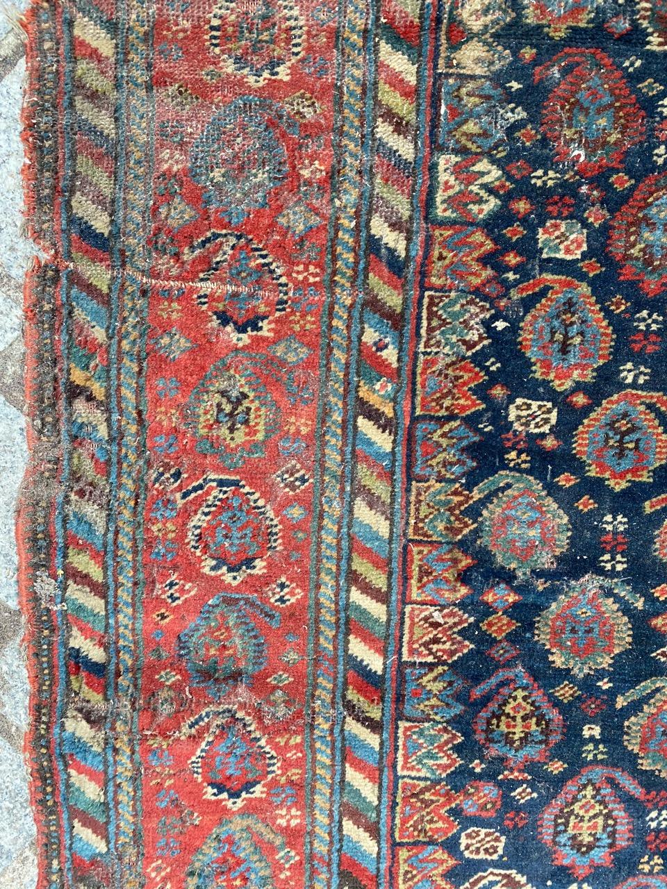 Bobyrug’s Very Pretty and Fine Antique Distressed Ghashghai Rug For Sale 3