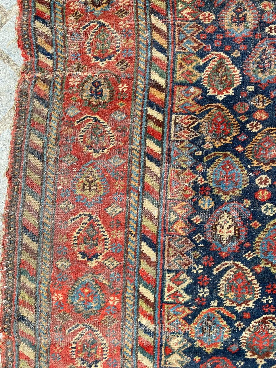 Bobyrug’s Very Pretty and Fine Antique Distressed Ghashghai Rug For Sale 7