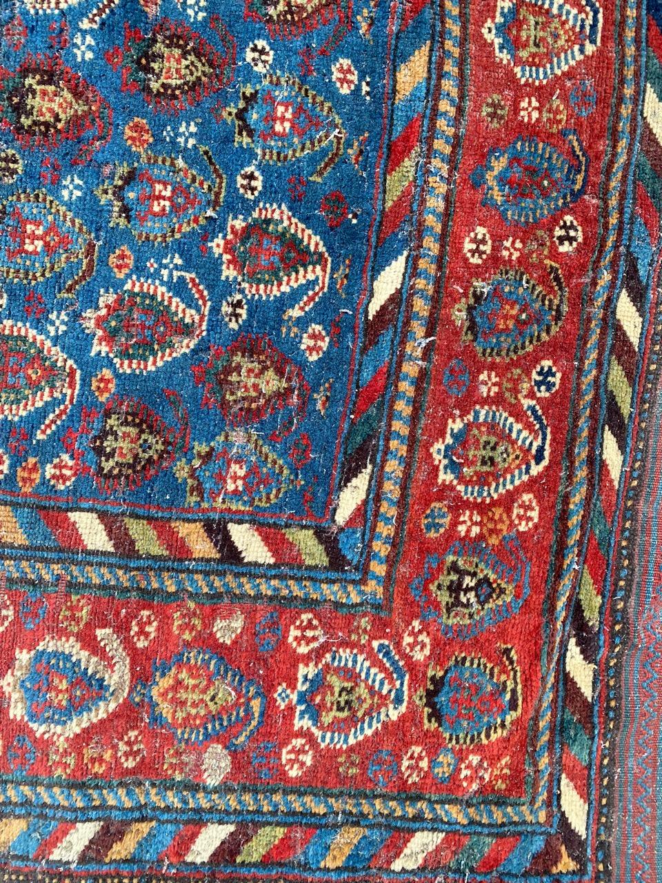 Tribal Bobyrug’s Very Pretty and Fine Antique Distressed Ghashghai Rug For Sale