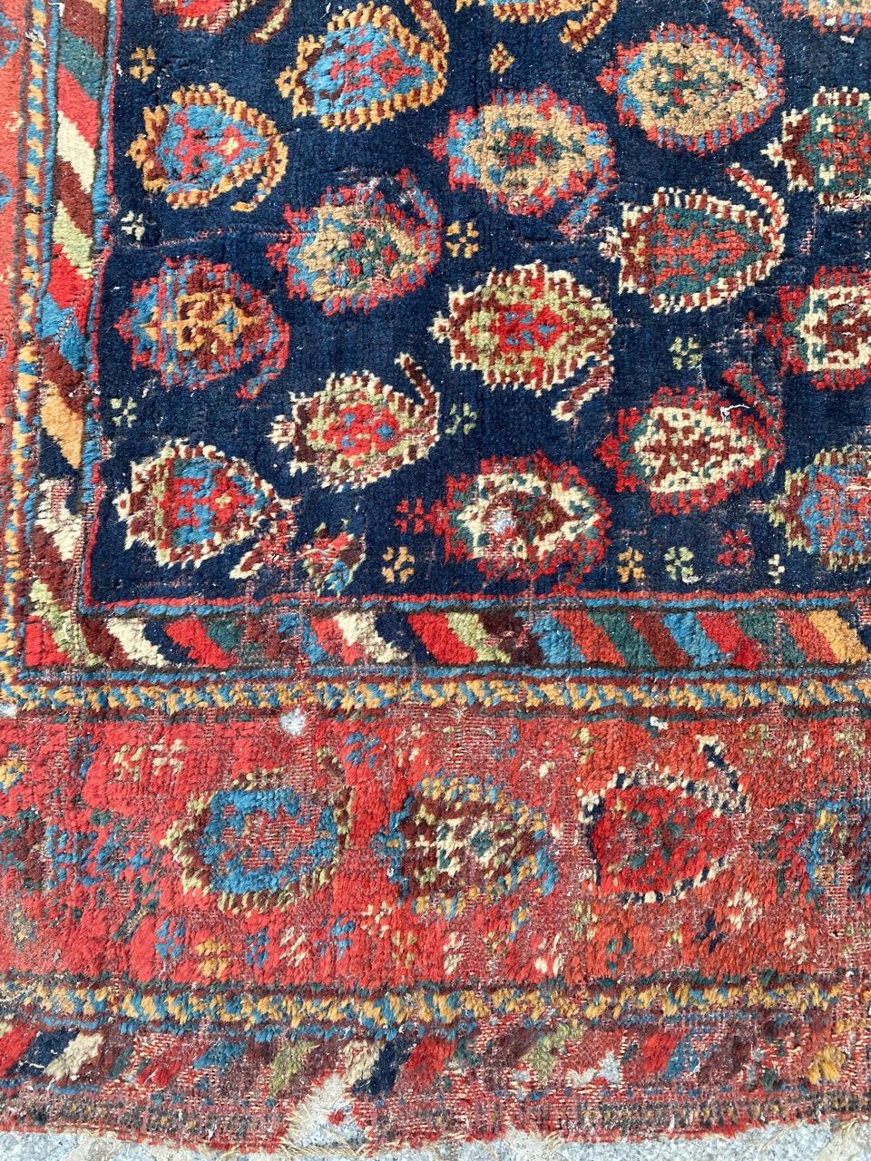 19th Century Bobyrug’s Very Pretty and Fine Antique Distressed Ghashghai Rug For Sale