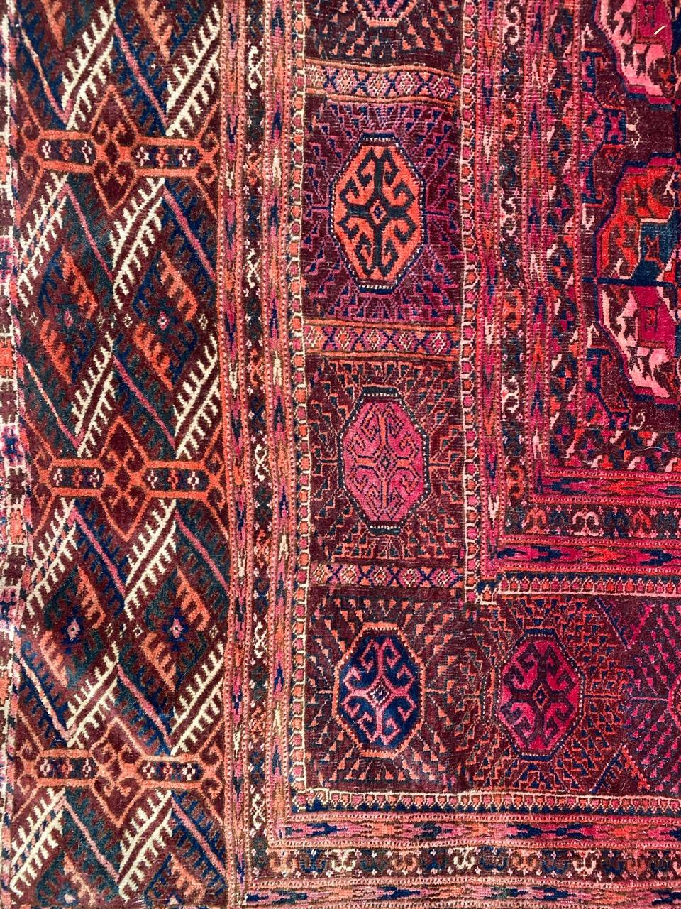 Uzbek Bobyrug’s Very Pretty and Unusual Size Fine Antique Large Boukhara Rug For Sale