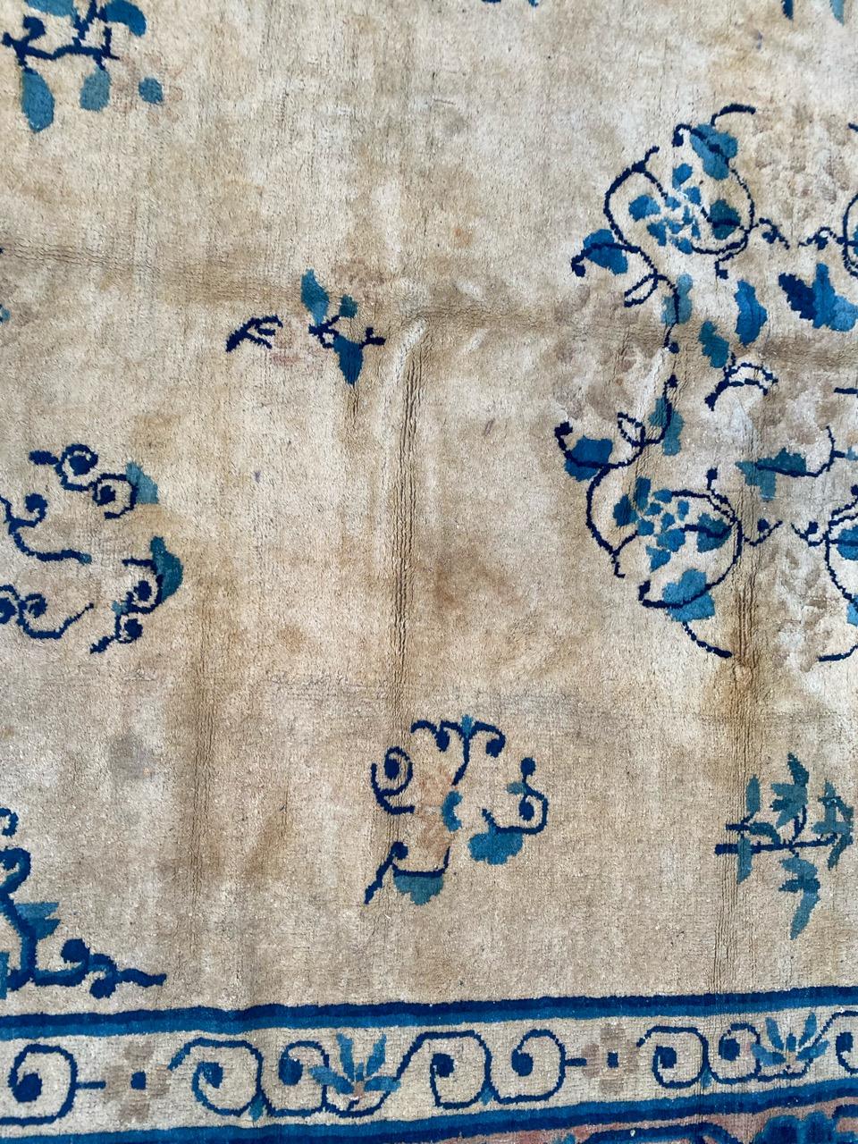 Chinoiserie Bobyrug’s Very Pretty Antique Chinese Peking Rug For Sale