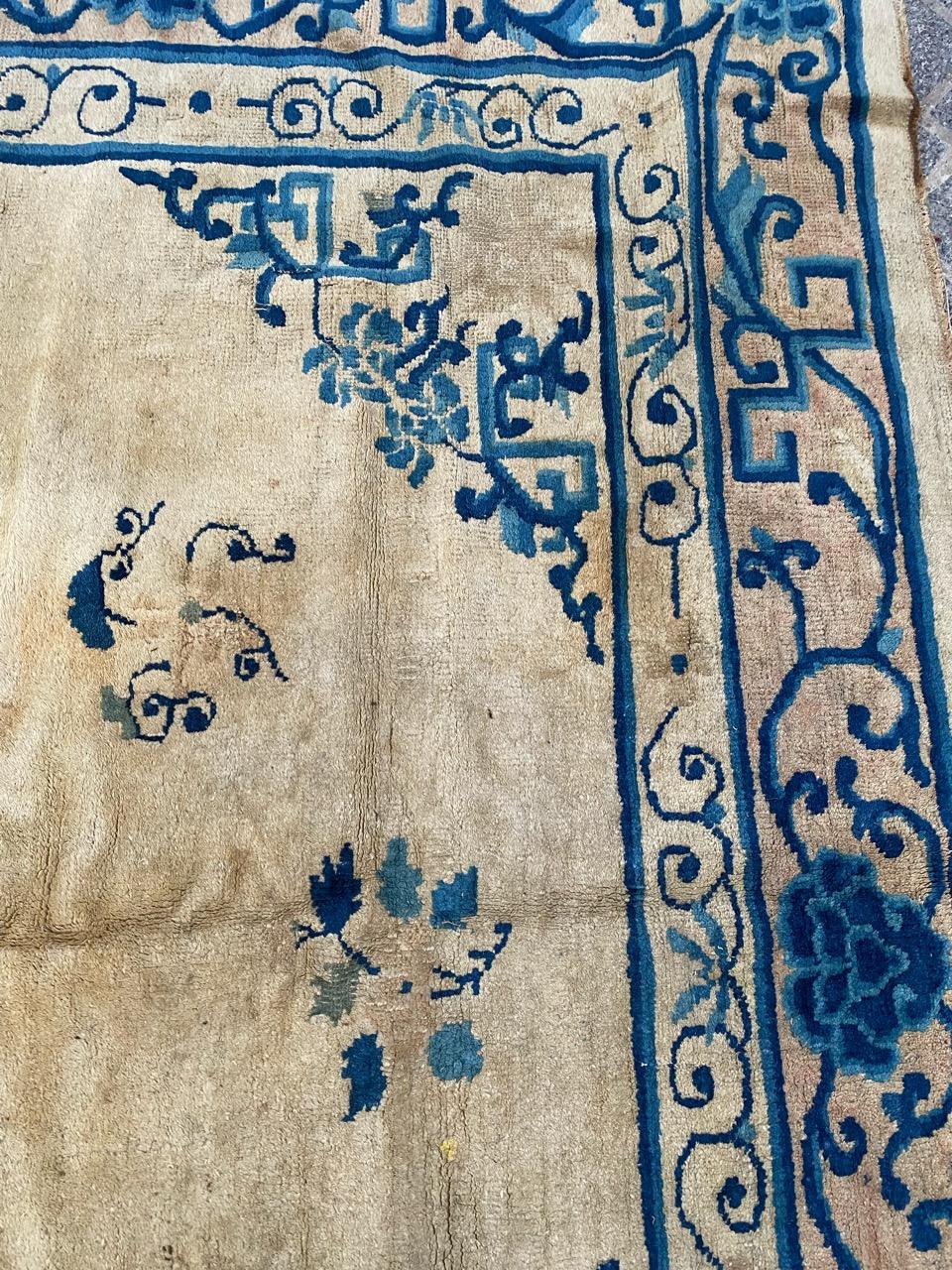 Wool Bobyrug’s Very Pretty Antique Chinese Peking Rug For Sale