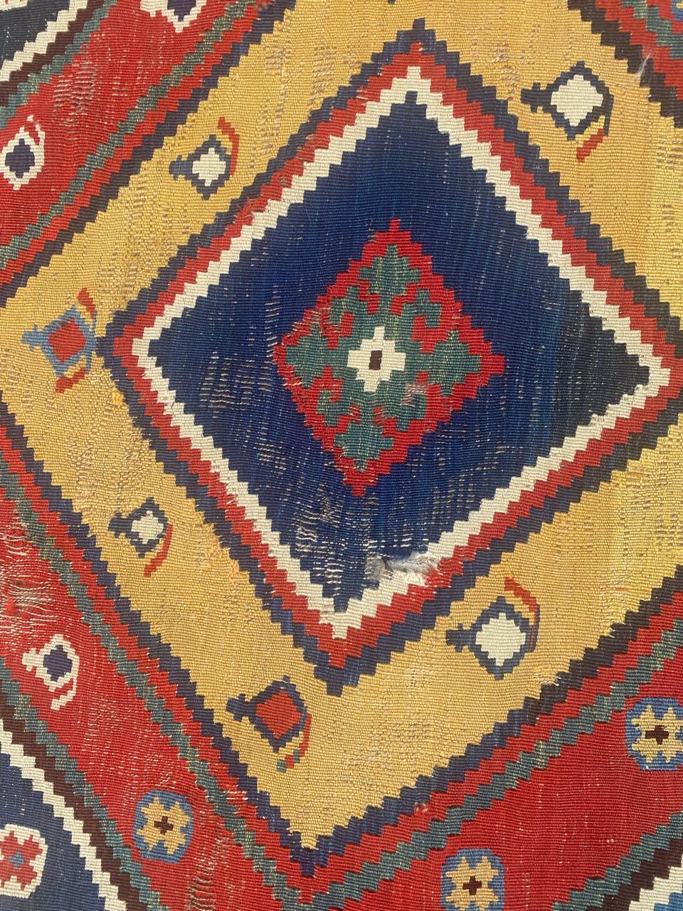Bobyrug’s Very Pretty Antique Tribal Qashqai Kilim For Sale 4