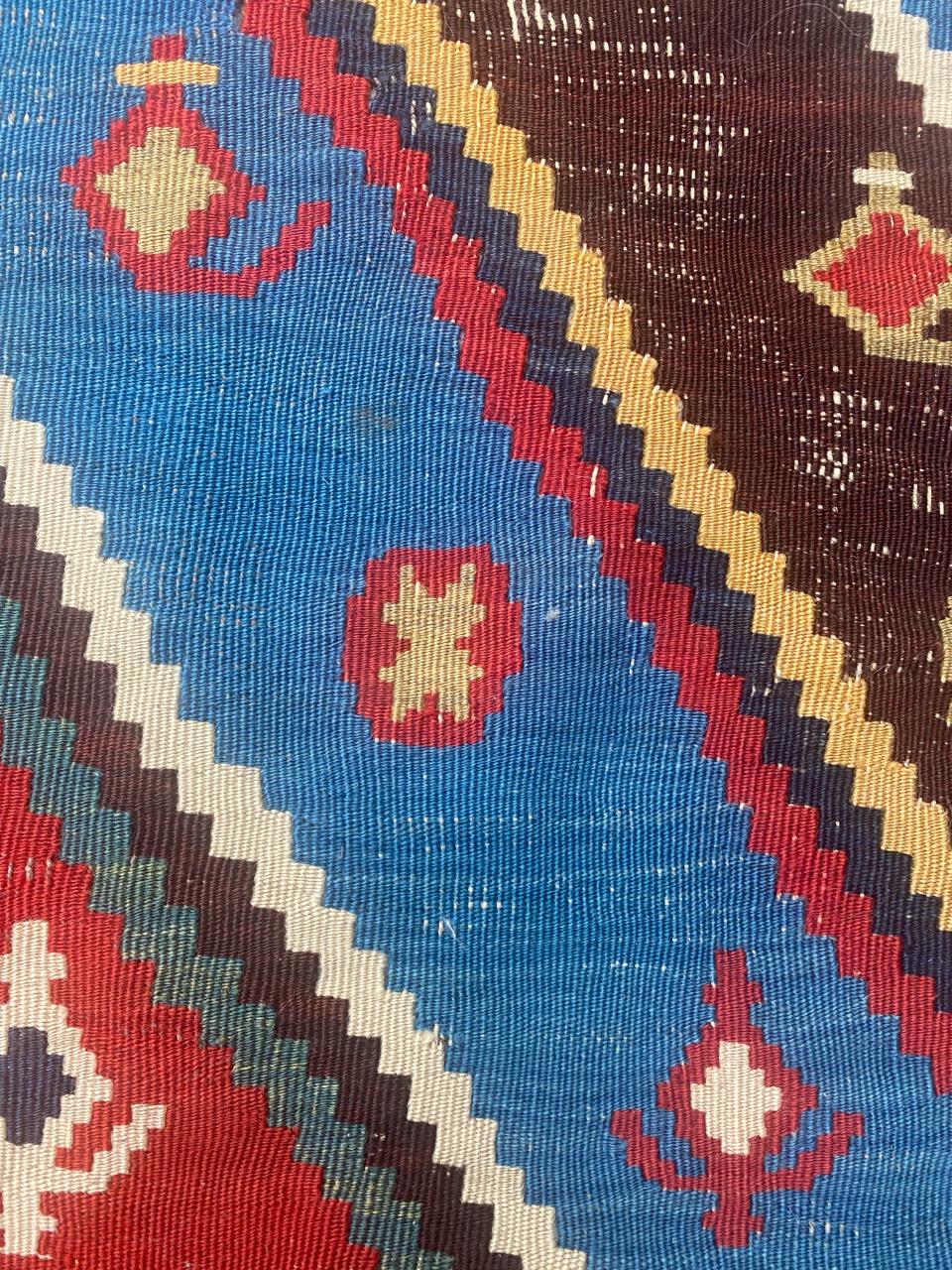 Bobyrug’s Very Pretty Antique Tribal Qashqai Kilim For Sale 7