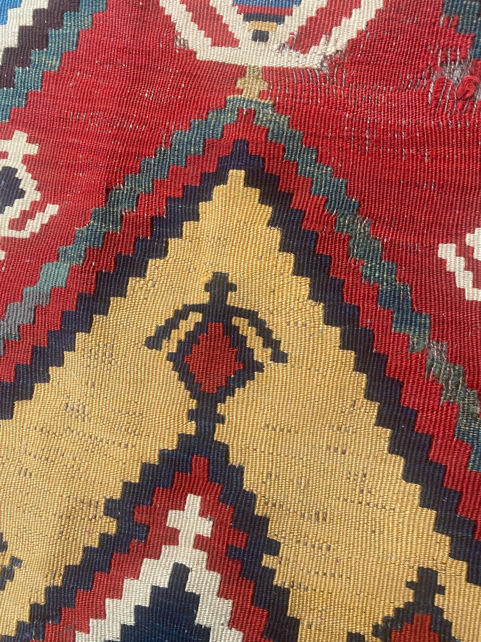 Bobyrug’s Very Pretty Antique Tribal Qashqai Kilim For Sale 8