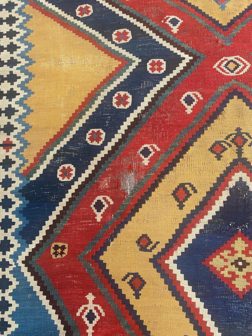 Asian Bobyrug’s Very Pretty Antique Tribal Qashqai Kilim For Sale