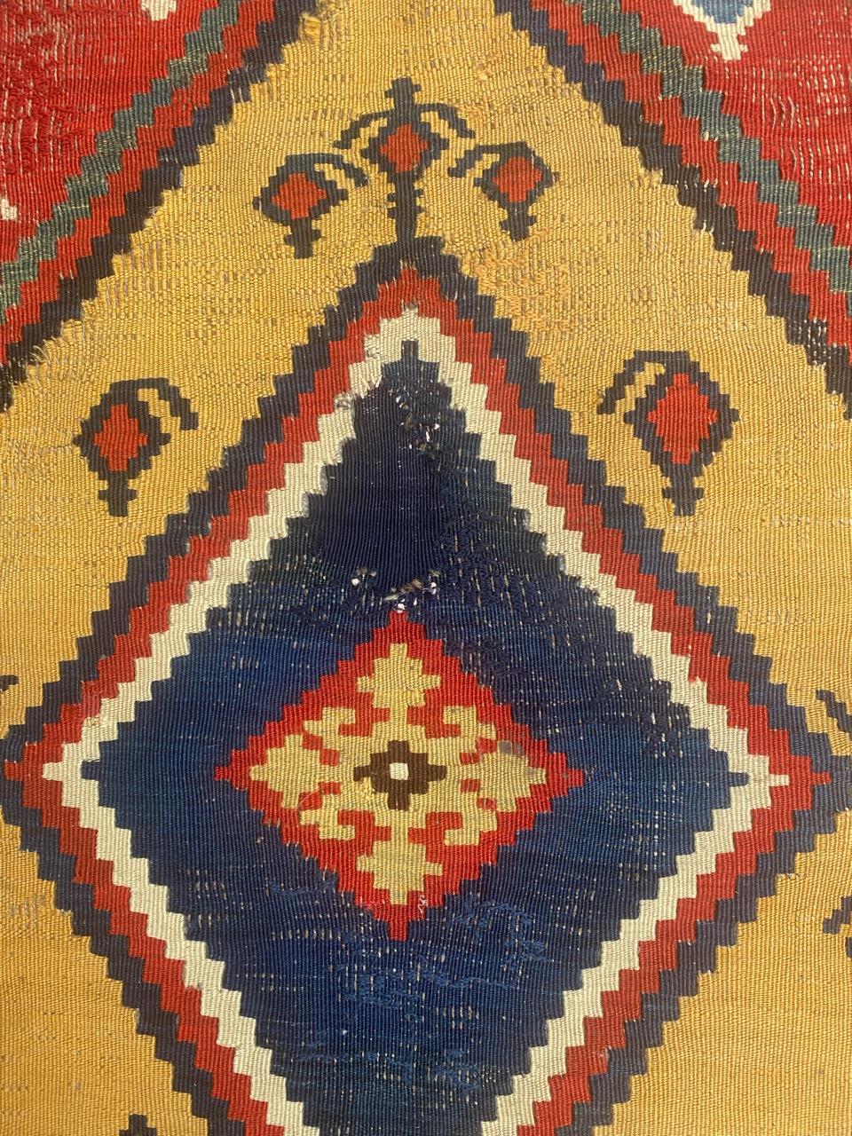 Hand-Woven Bobyrug’s Very Pretty Antique Tribal Qashqai Kilim For Sale