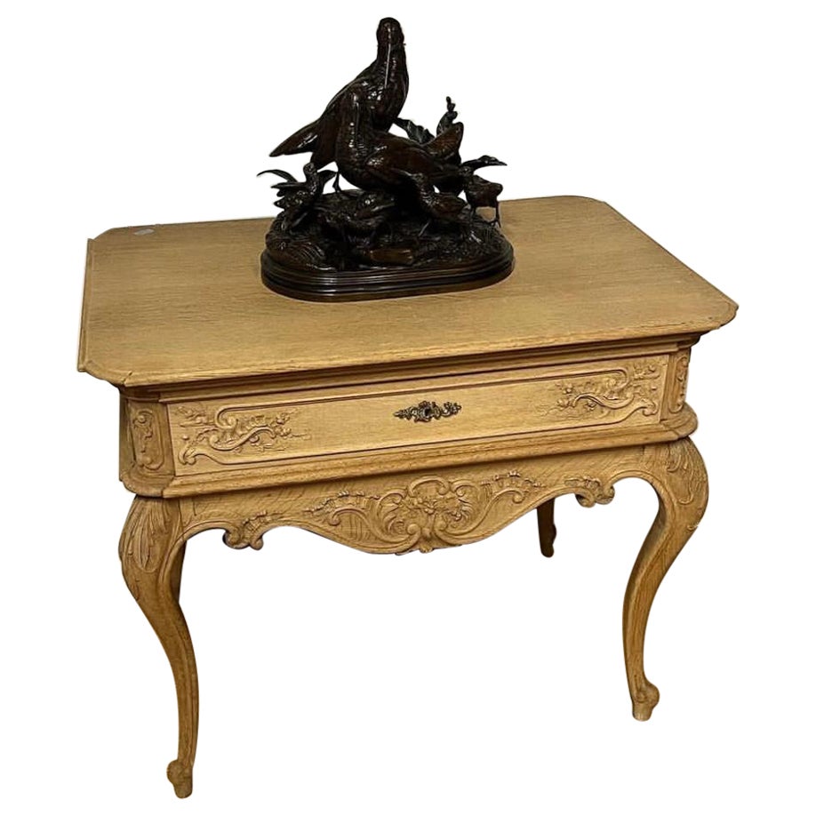 Very Pretty French Bleached Oak Side or Lamp Table For Sale