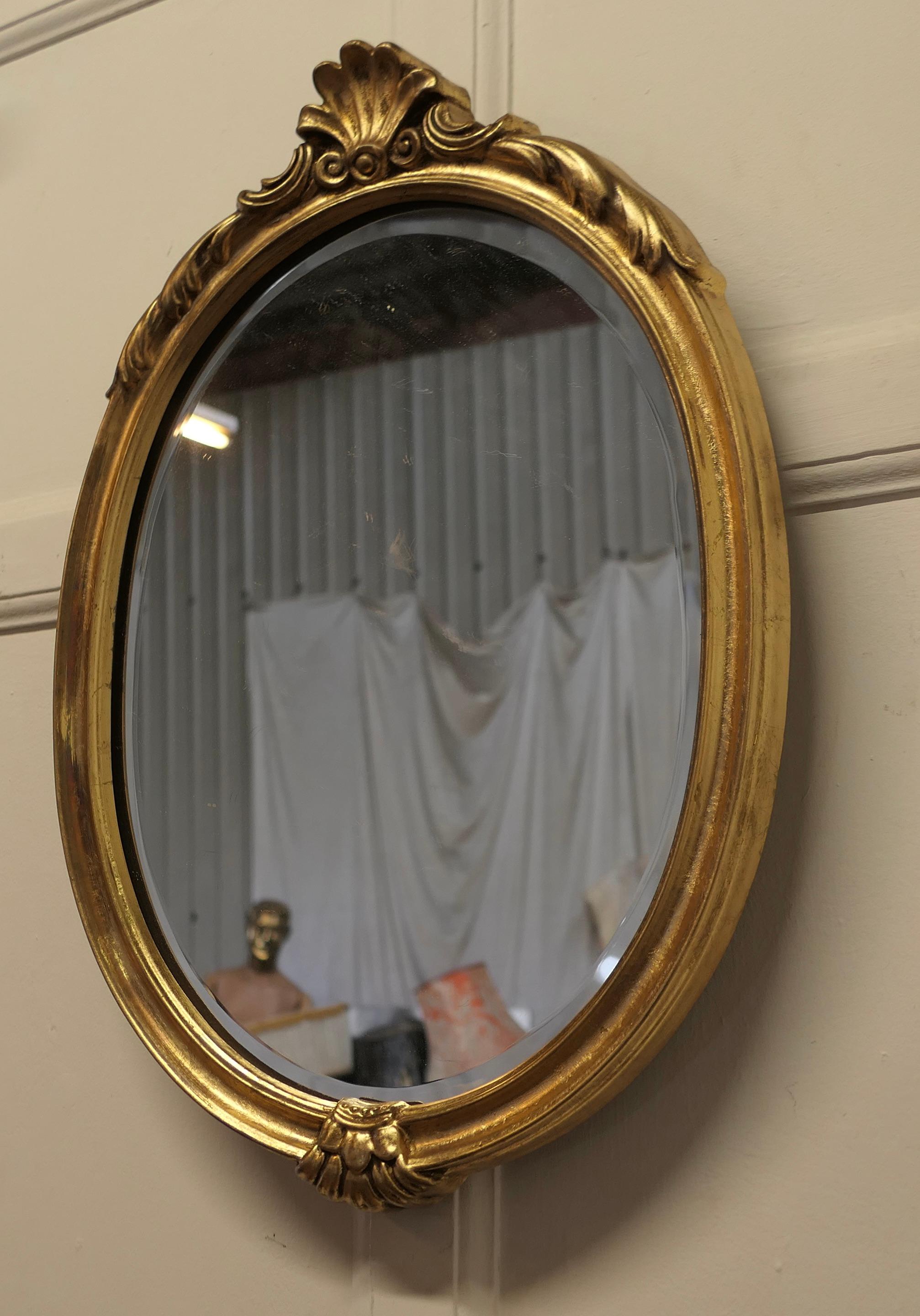 Very Pretty French Oval Gilt Wall Mirror    For Sale 1