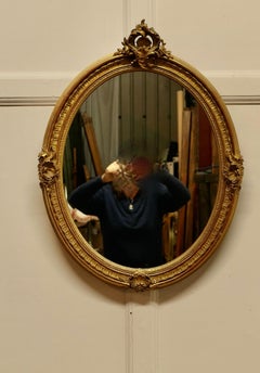 Very Pretty French Rococo Oval Gilt Wall Mirror