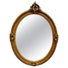 Very Pretty French Rococo Oval Gilt Wall Mirror