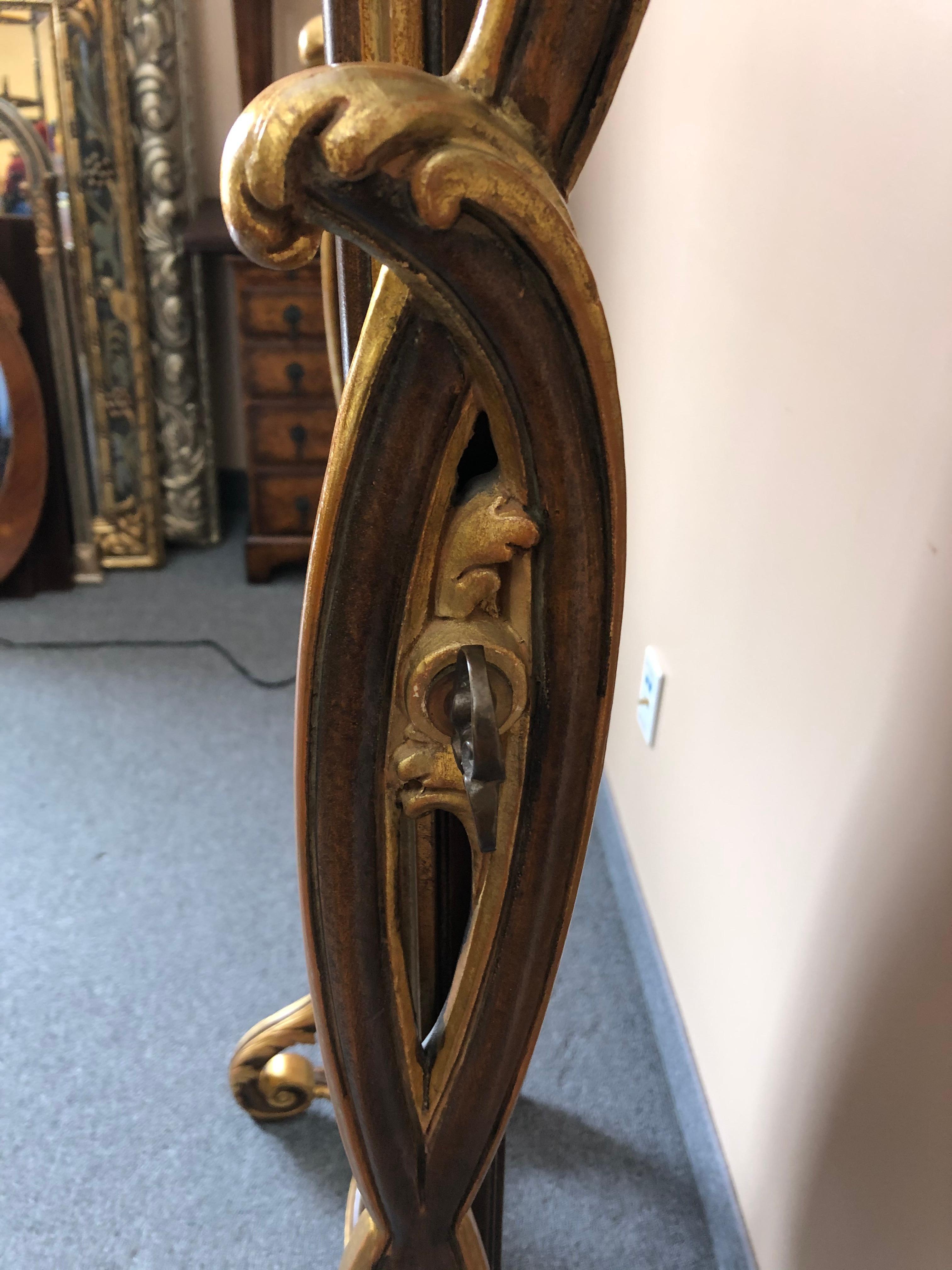 Very Pretty French Style Gilt Decorated Standing Cheval Dressing Mirror In Excellent Condition In Hopewell, NJ