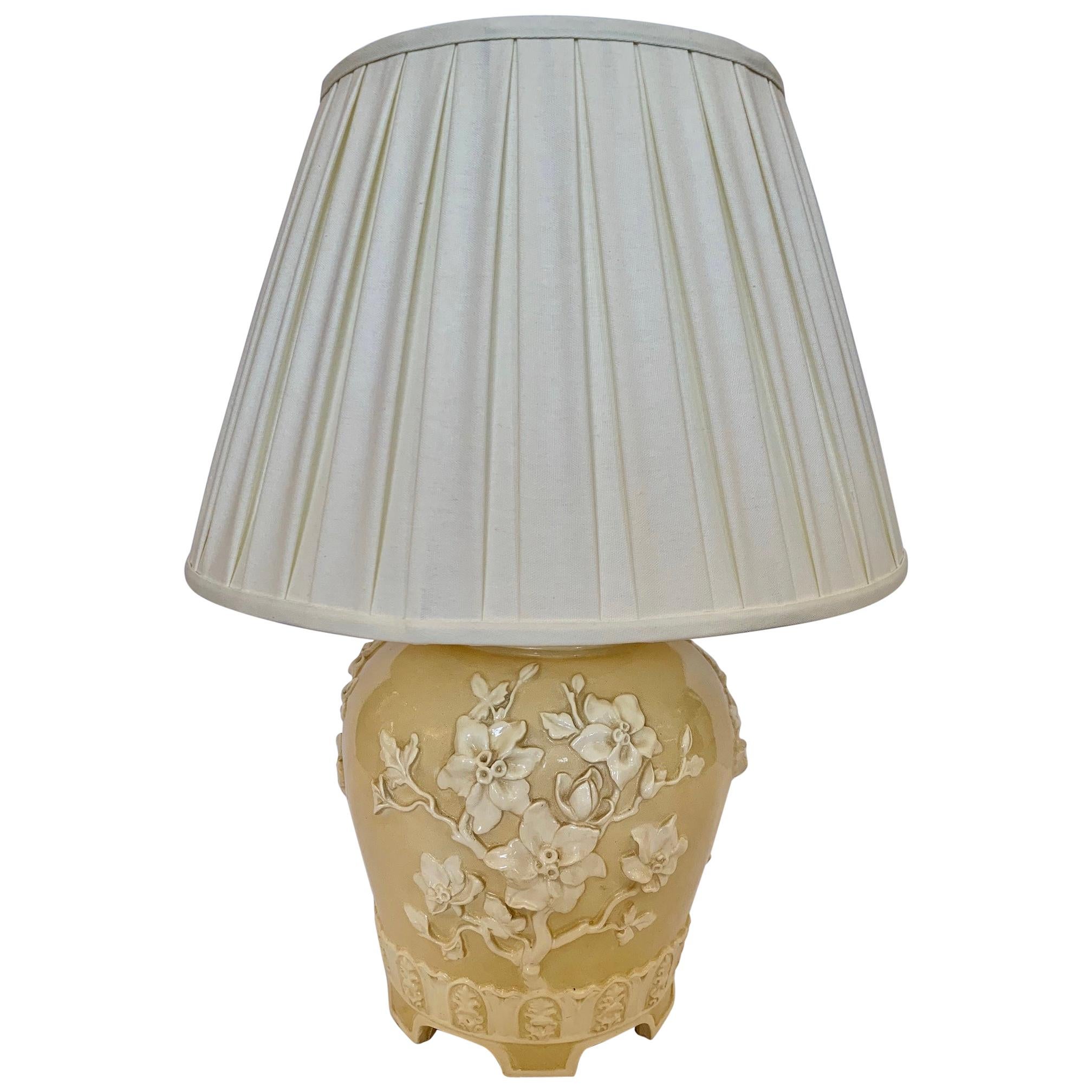 Very Pretty Large Chinoiserie Ceramic Table Lamp with Custom Shade
