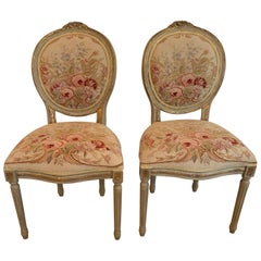 Very Pretty Pair of Louis XVI Style Oval Back Fauteuils Side Chairs