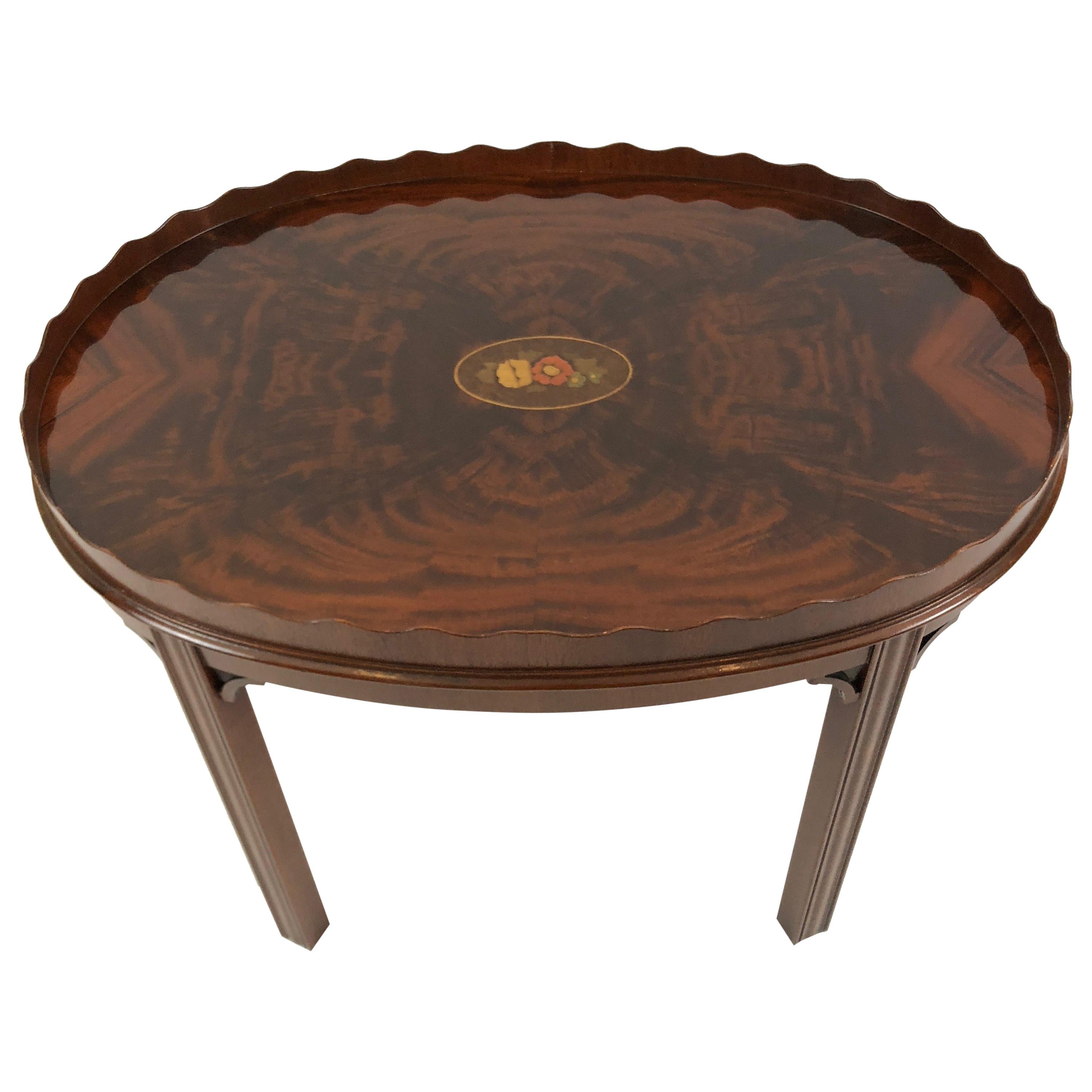 Very Pretty Small Oval Flame Mahogany Coffee Table or Side Table by Councill