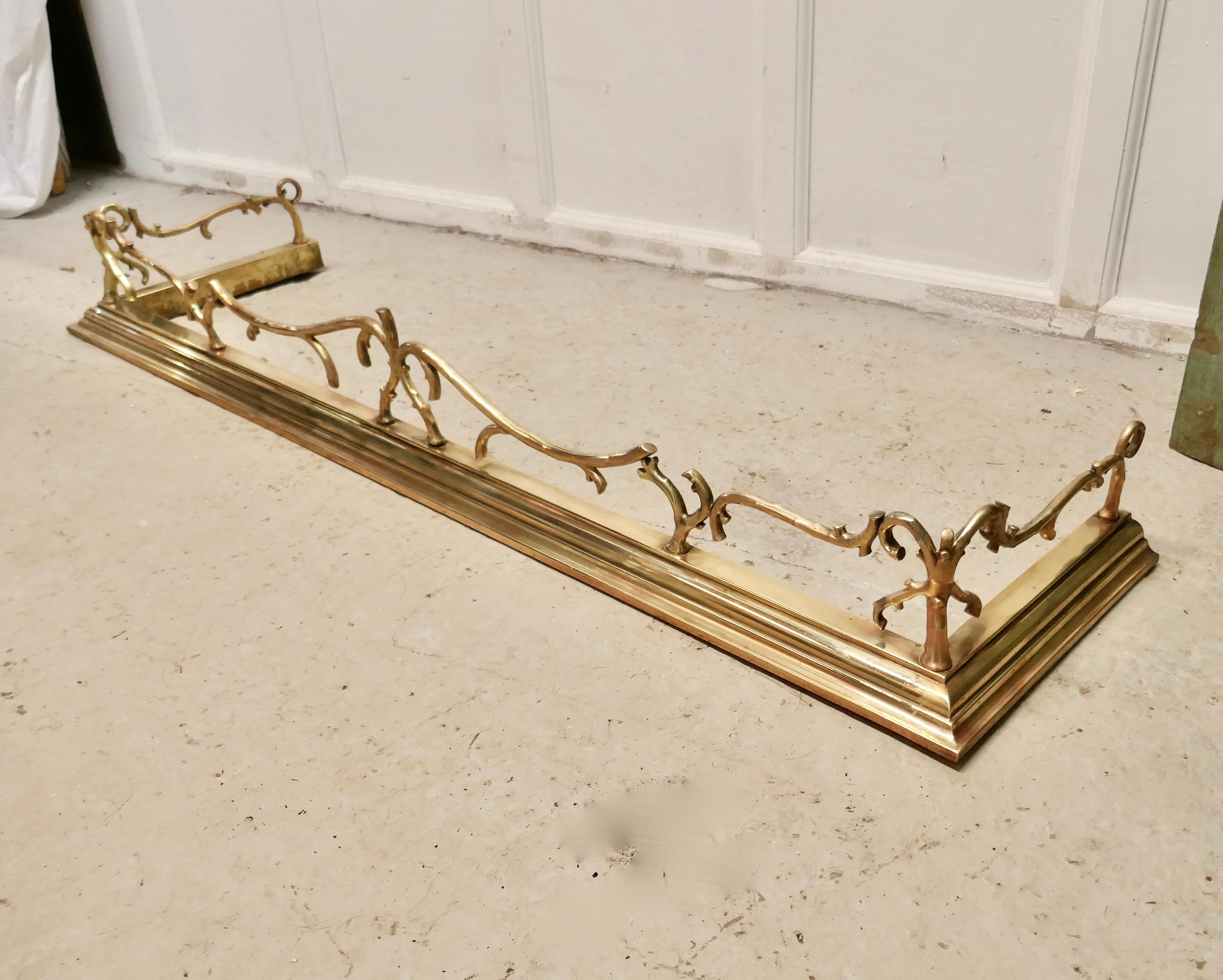 Arts and Crafts Very Pretty Victorian Art Nouveau Brass Fender For Sale