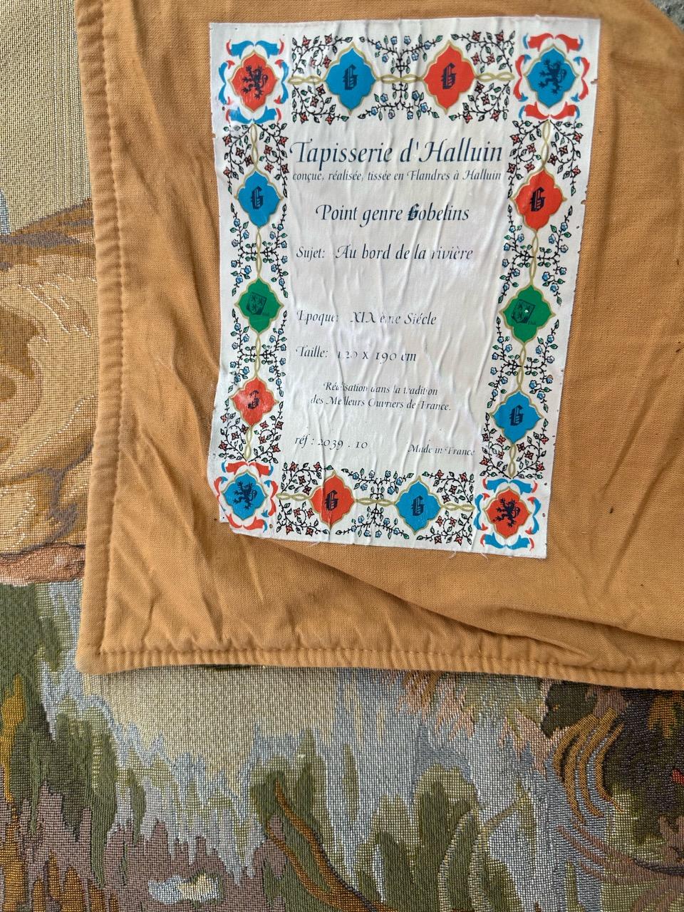 Bobyrug's Very Pretty Vintage Aubusson Stil Französisch Halluin Jaquar Wandteppich im Angebot 13