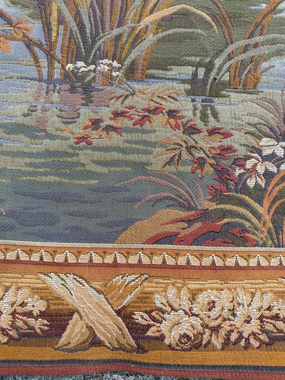 Bobyrug's Very Pretty Vintage Aubusson Stil Französisch Halluin Jaquar Wandteppich im Angebot 2