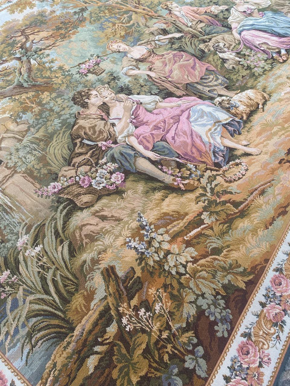 Very Pretty Vintage Aubusson Style French Halluin Manufacturing Tapestry 7