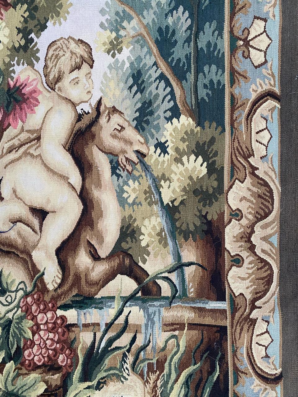 Bobyrug's Very Pretty Vintage Aubusson Style Tapestry im Angebot 3