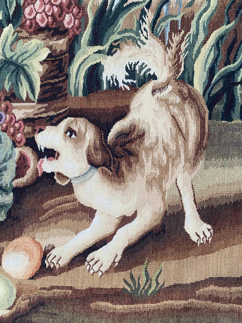 Bobyrug's Very Pretty Vintage Aubusson Style Tapestry (Handgewebt) im Angebot