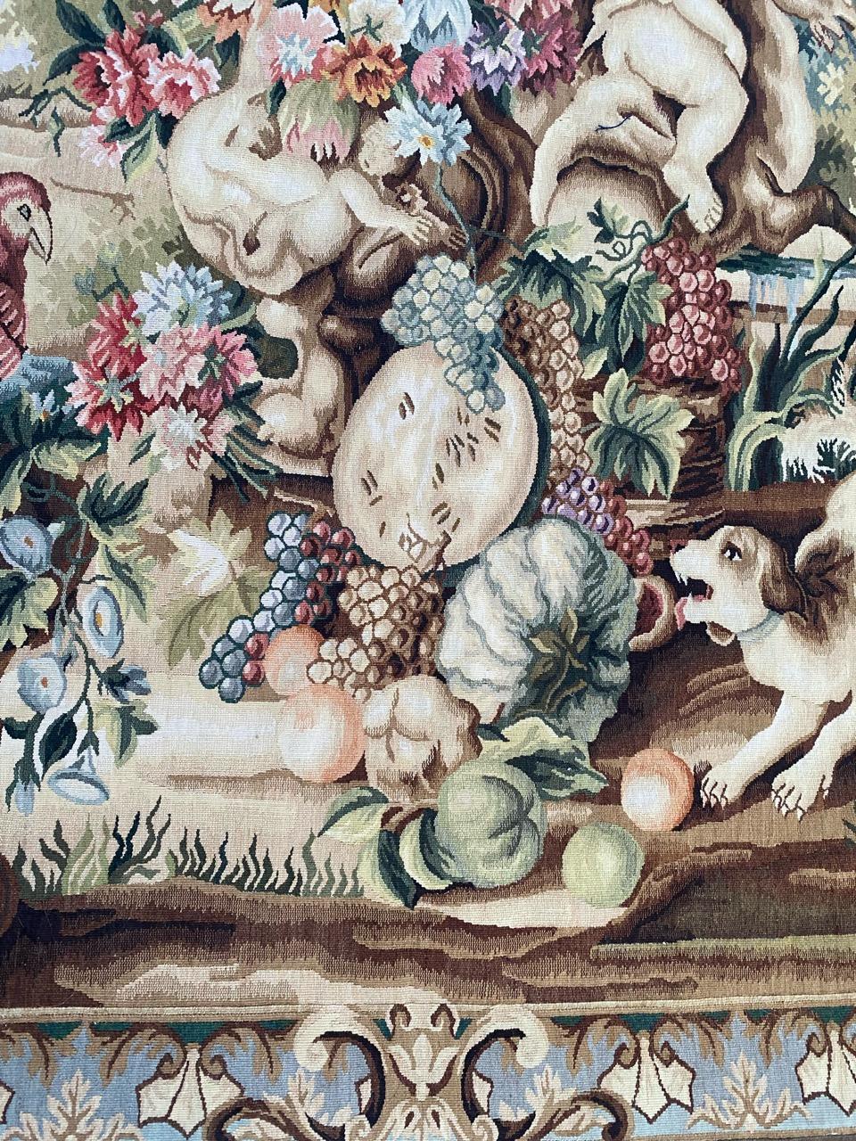 Wool Bobyrug’s Very Pretty Vintage Aubusson Style Tapestry For Sale