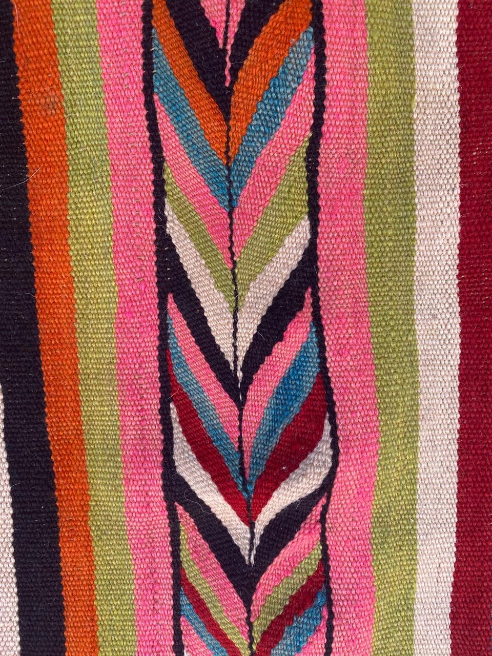 Cotton Bobyrug’s Very Pretty Vintage Colourful Moroccan Kilim For Sale