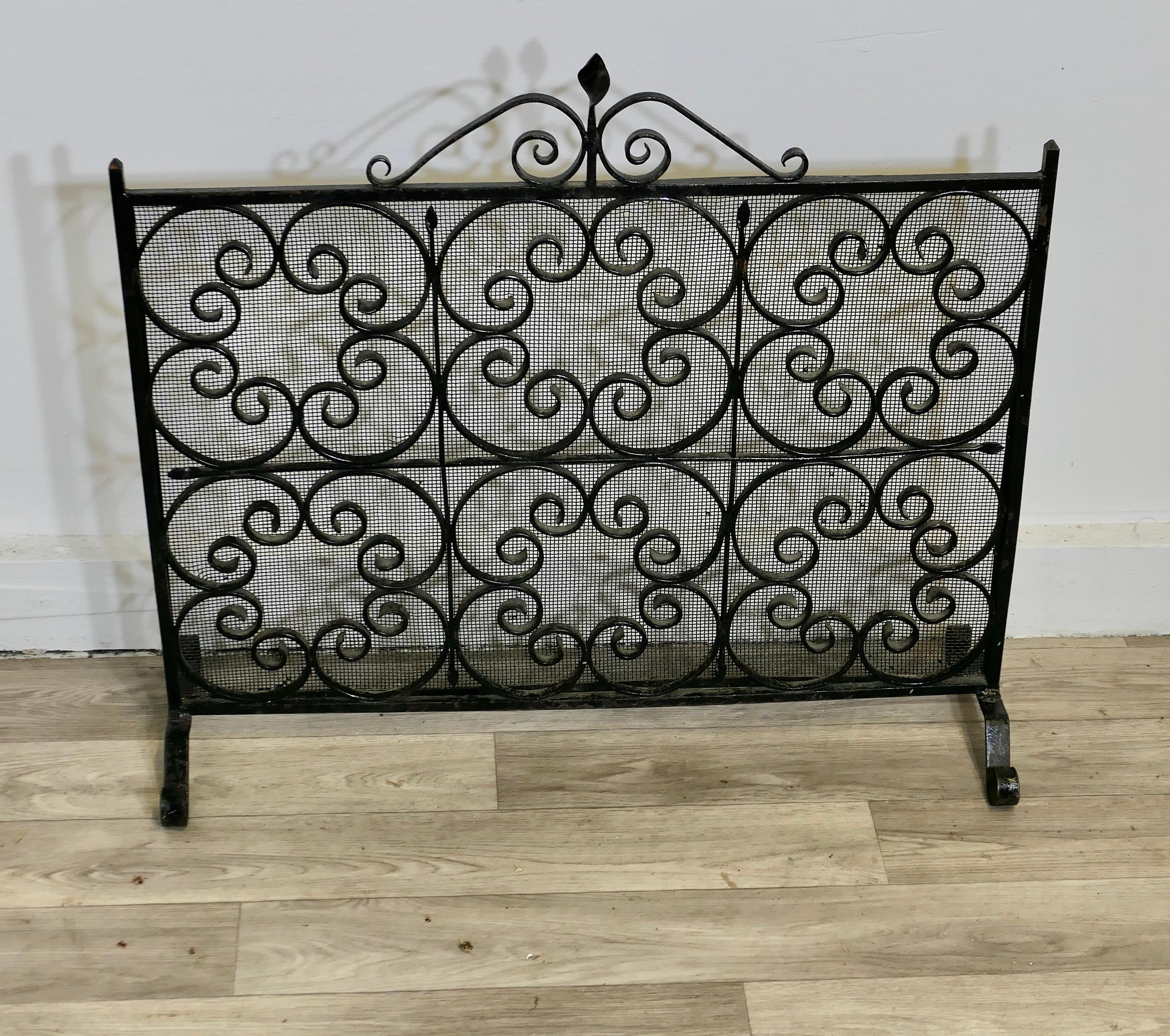 Very Pretty Wrought Iron Fire Screen, Fire Guard

This is a very attractive piece, the wrought iron work is superbly executed with a fine mesh infill, a rare find
In good sound condition and a very attractive addition to any Fire Place
The screen,