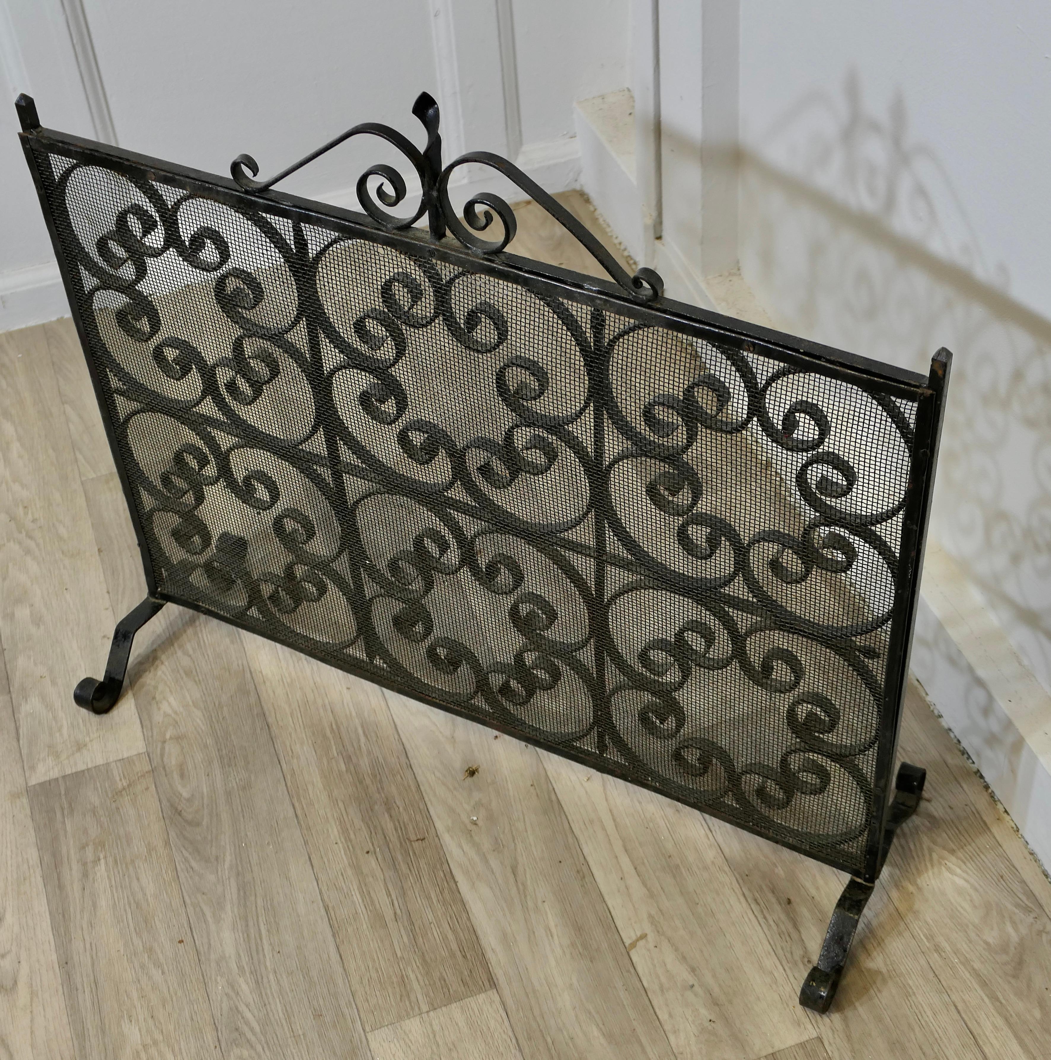Early 20th Century Very Pretty Wrought Iron Fire Screen, Fire Guard