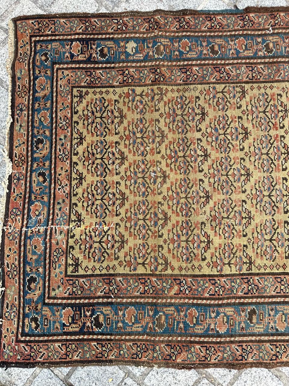 Bobyrug’s Very pretty yellow field antique Malayer runner  In Good Condition For Sale In Saint Ouen, FR