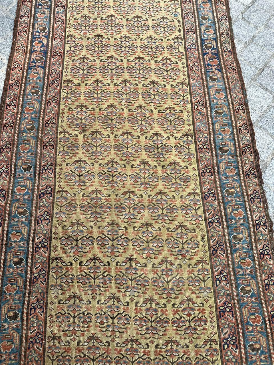 Cotton Bobyrug’s Very pretty yellow field antique Malayer runner  For Sale