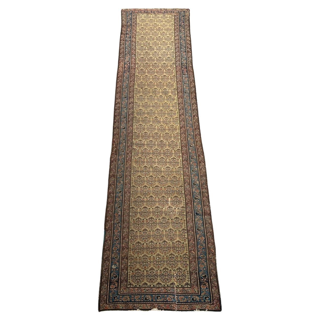 Bobyrug’s Very pretty yellow field antique Malayer runner  For Sale