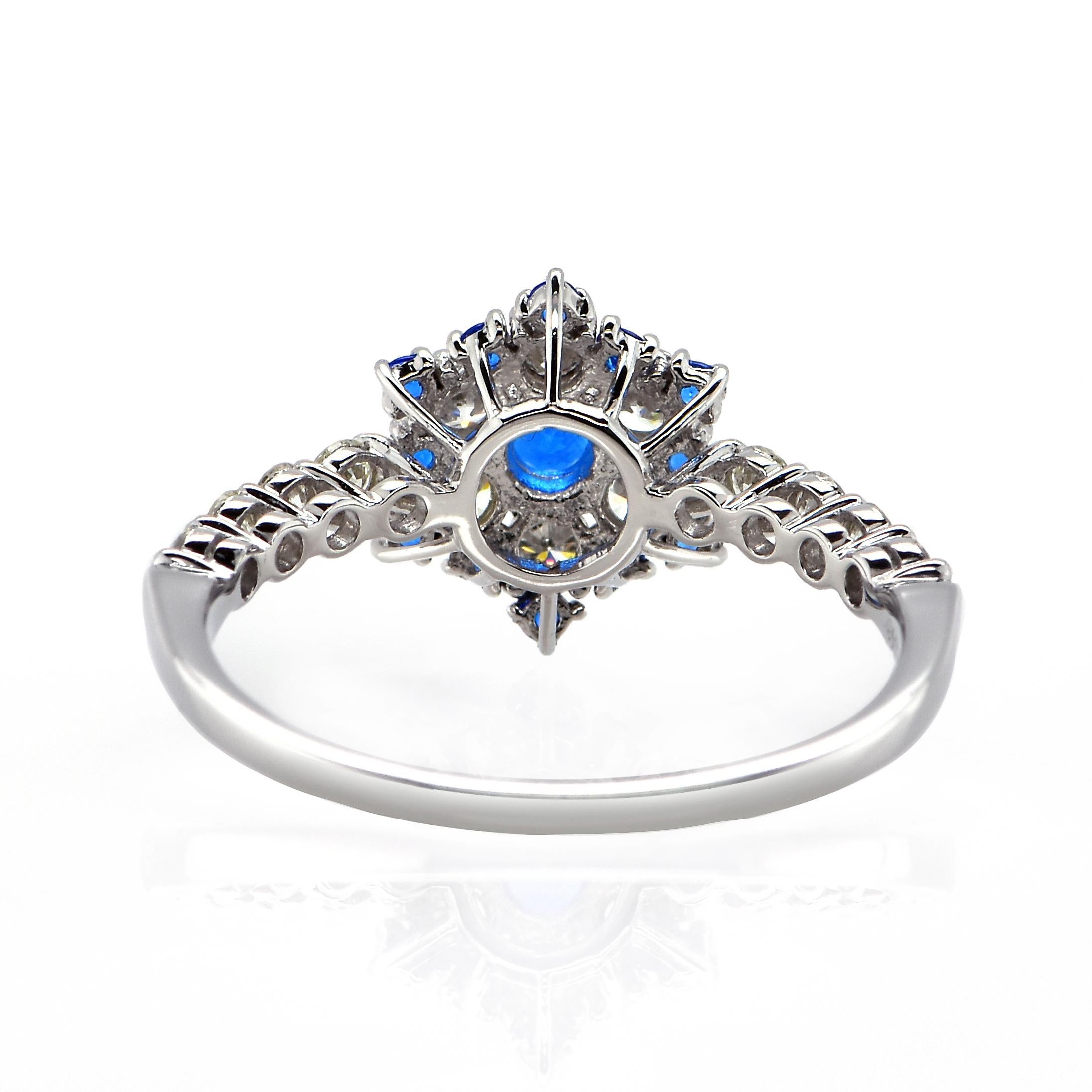 Women's Very Rare 0.16 Carat Natural Hauyne and Diamond Ring Set in Platinum For Sale