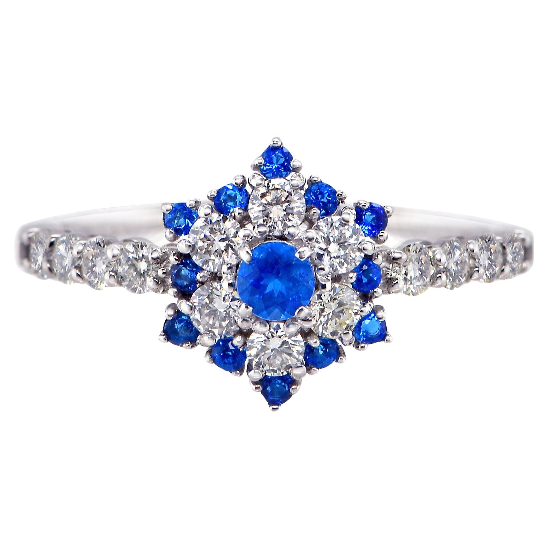 Very Rare 0.16 Carat Natural Hauyne and Diamond Ring Set in Platinum