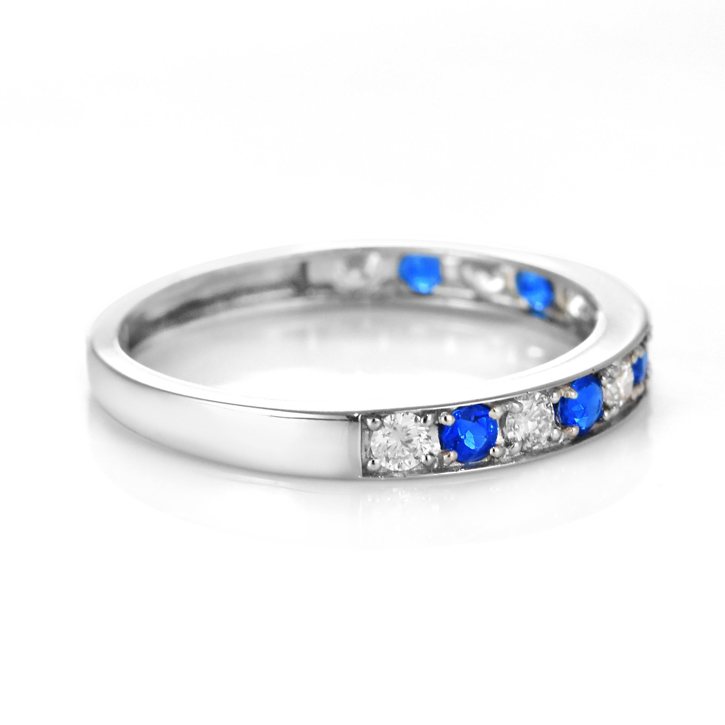 Very Rare 0.18 Carat Natural Hauyne & Diamond Half Eternity Ring Set in Platinum For Sale 6