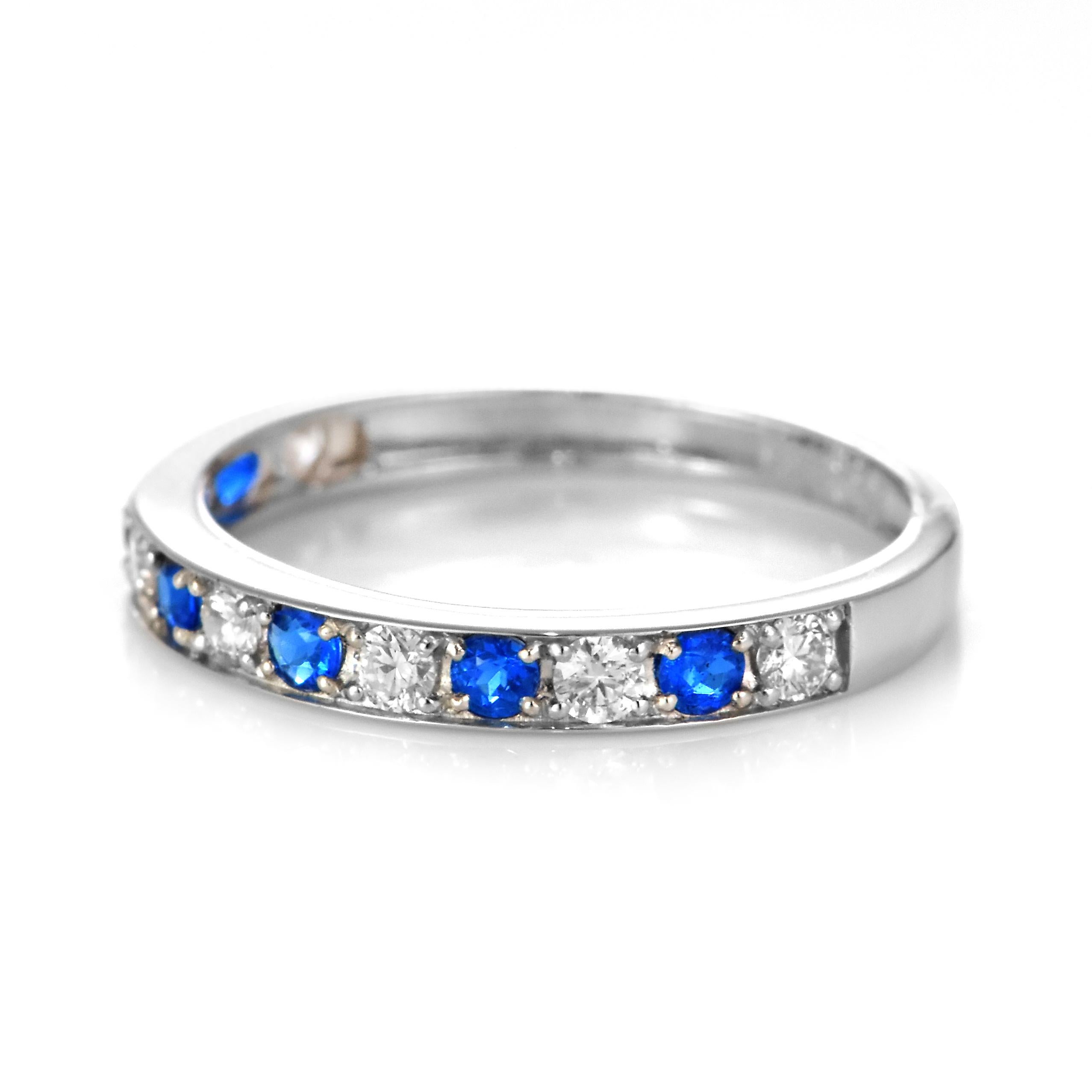 Modern Very Rare 0.18 Carat Natural Hauyne & Diamond Half Eternity Ring Set in Platinum For Sale