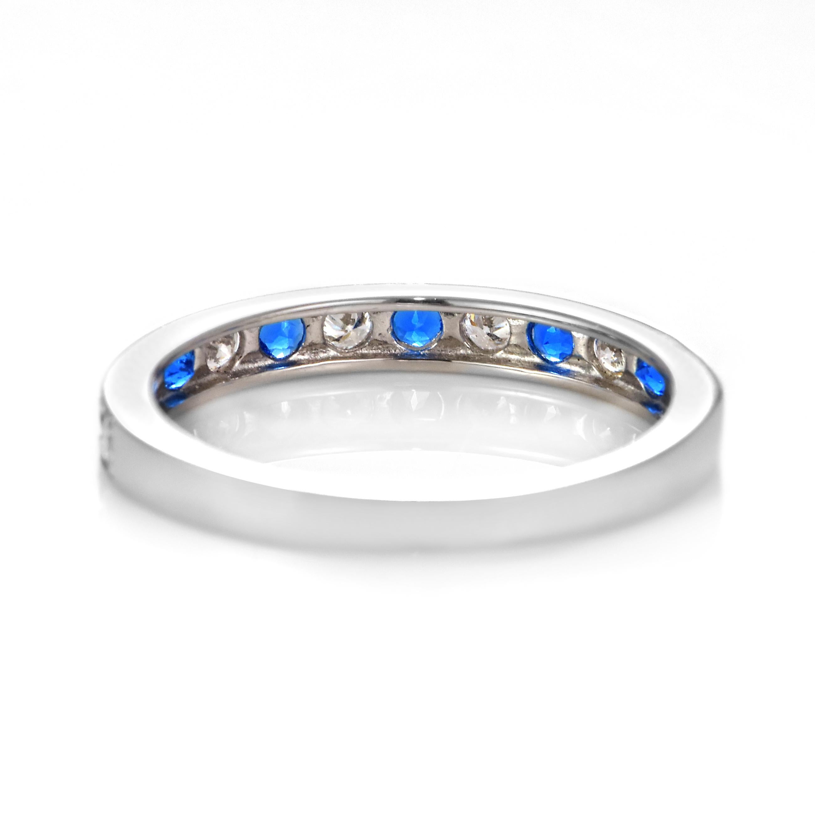 Very Rare 0.18 Carat Natural Hauyne & Diamond Half Eternity Ring Set in Platinum In New Condition For Sale In Tokyo, JP
