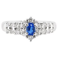 Très rare bague en platine sertie d'une hauynite naturelle de 0::18 carat et de diamants