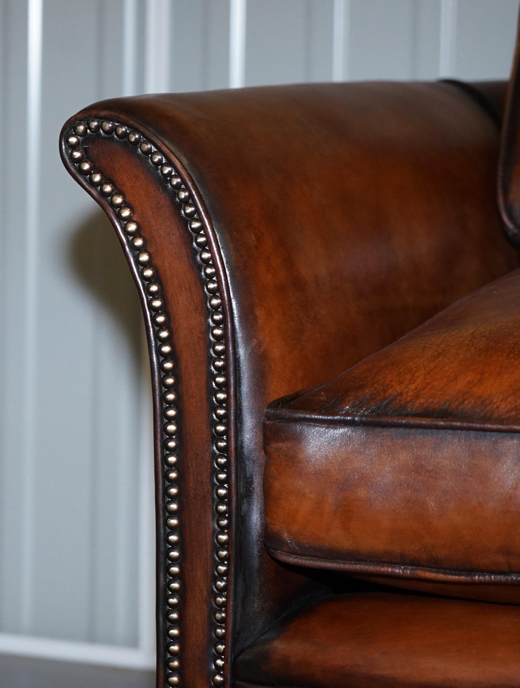 19th Century Very Rare Victorian Howard & Sons Fully Restored Brown Leather Sofa For Sale