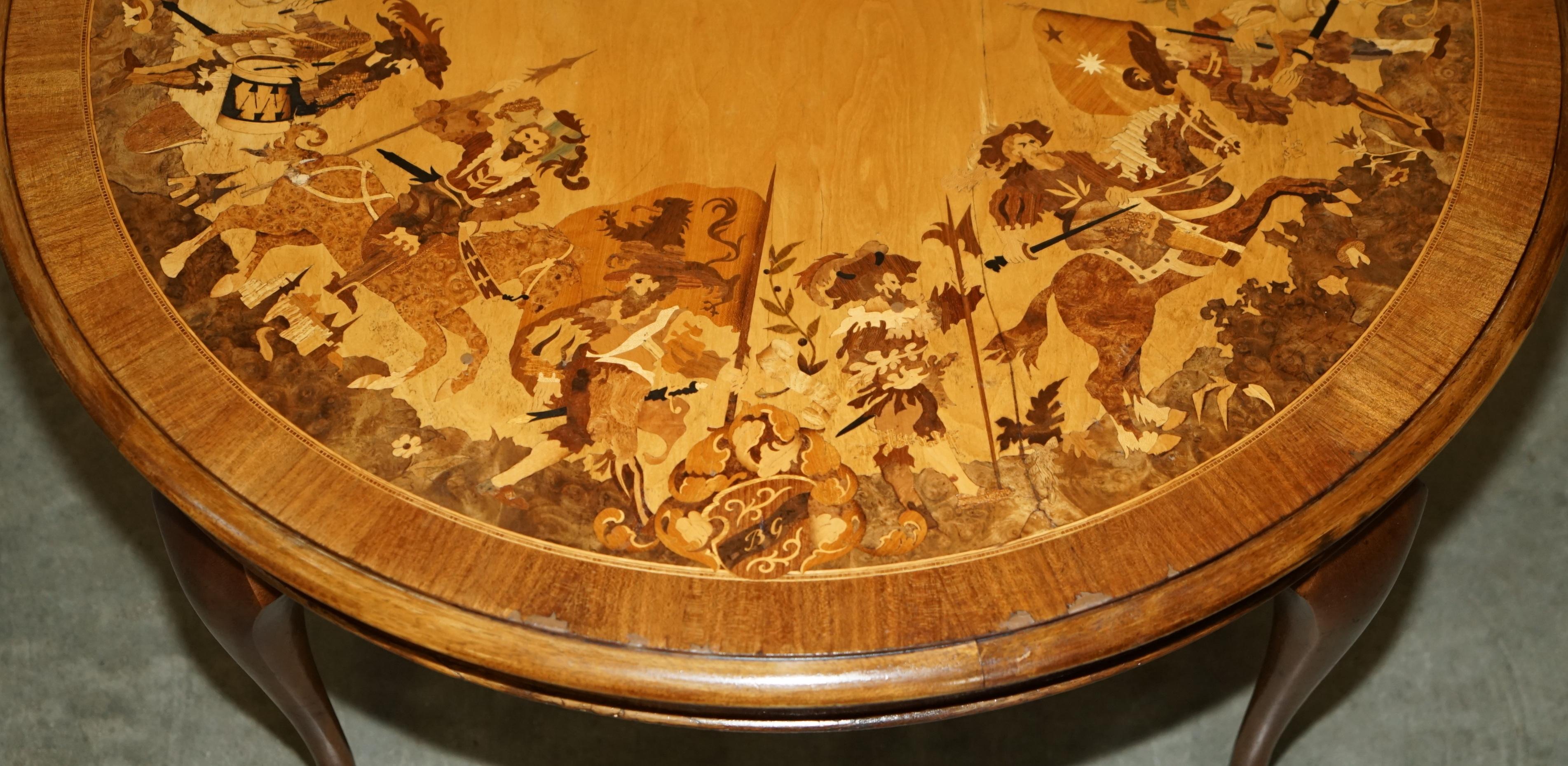 VERY RARE 1490 TO 1590 DATED MARQUETRY INLAID COFFEE TABLE BURR WALNUT SATiNWOOD 2