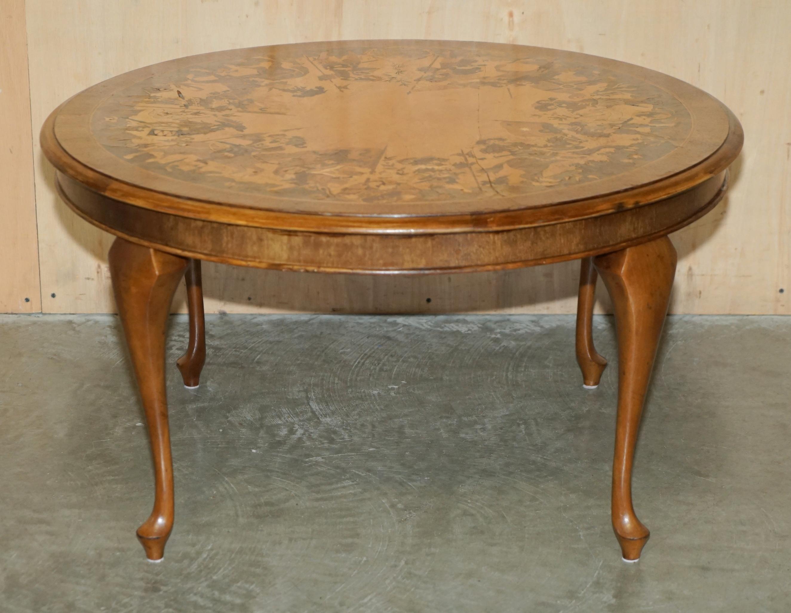 Art Deco VERY RARE 1490 TO 1590 DATED MARQUETRY INLAID COFFEE TABLE BURR WALNUT SATiNWOOD