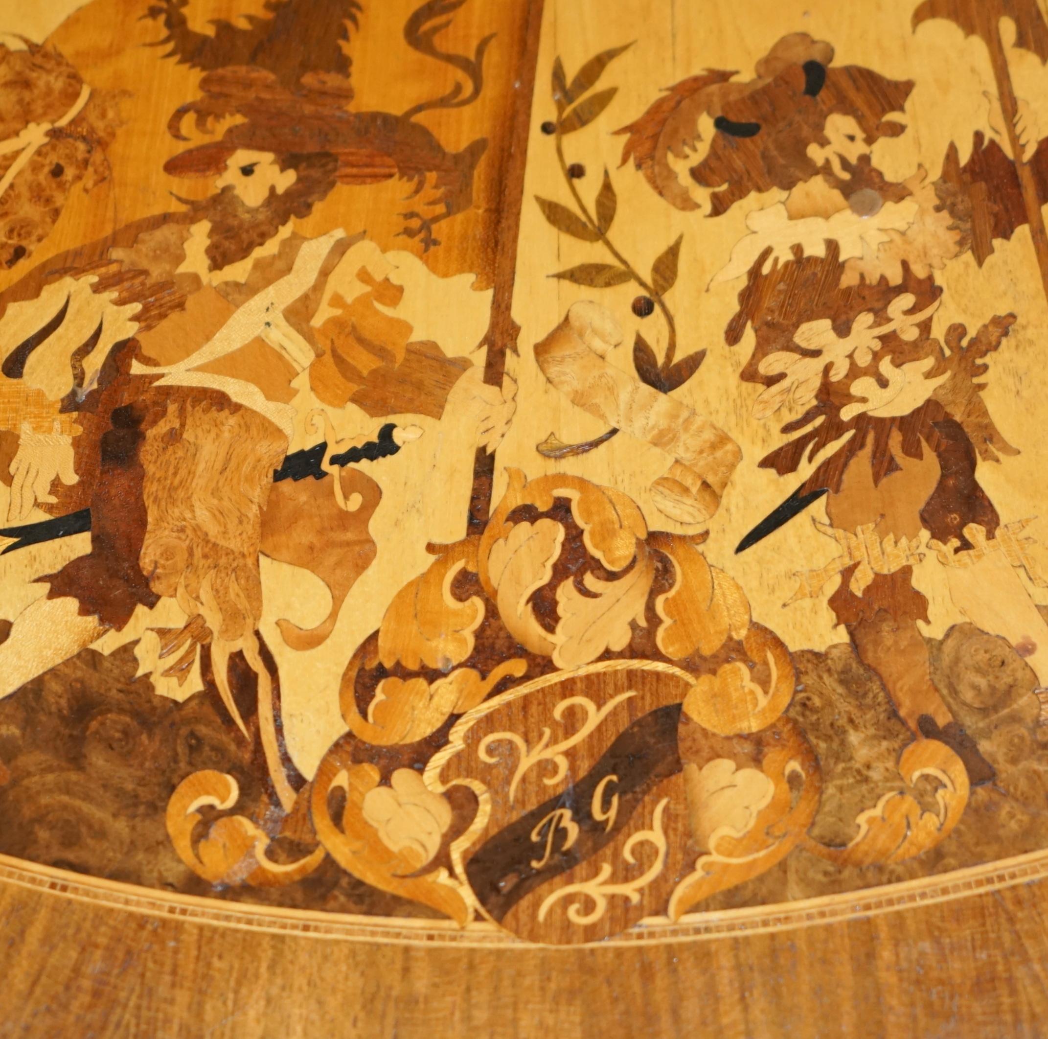 Hand-Crafted VERY RARE 1490 TO 1590 DATED MARQUETRY INLAID COFFEE TABLE BURR WALNUT SATiNWOOD