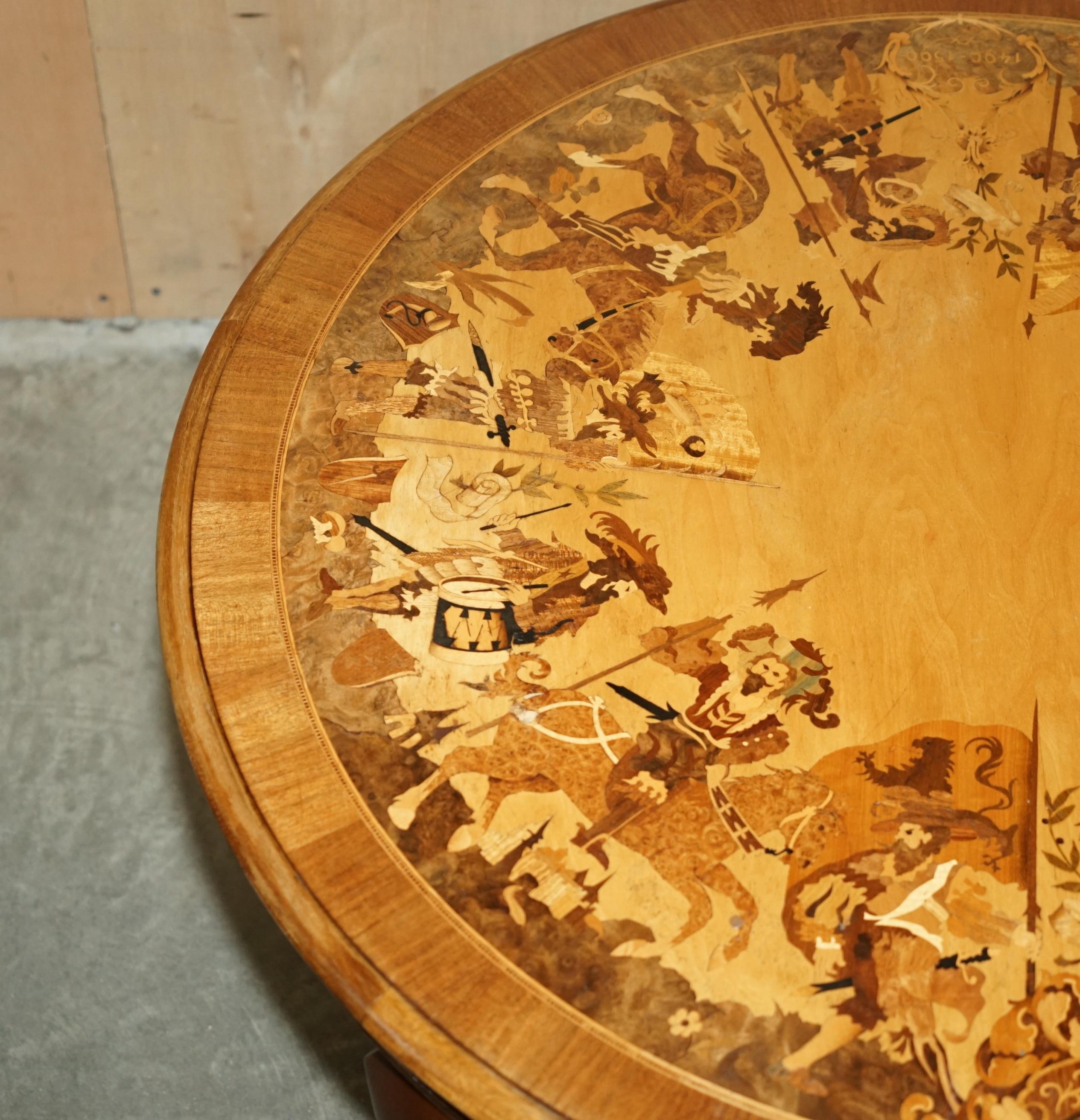Satinwood VERY RARE 1490 TO 1590 DATED MARQUETRY INLAID COFFEE TABLE BURR WALNUT SATiNWOOD