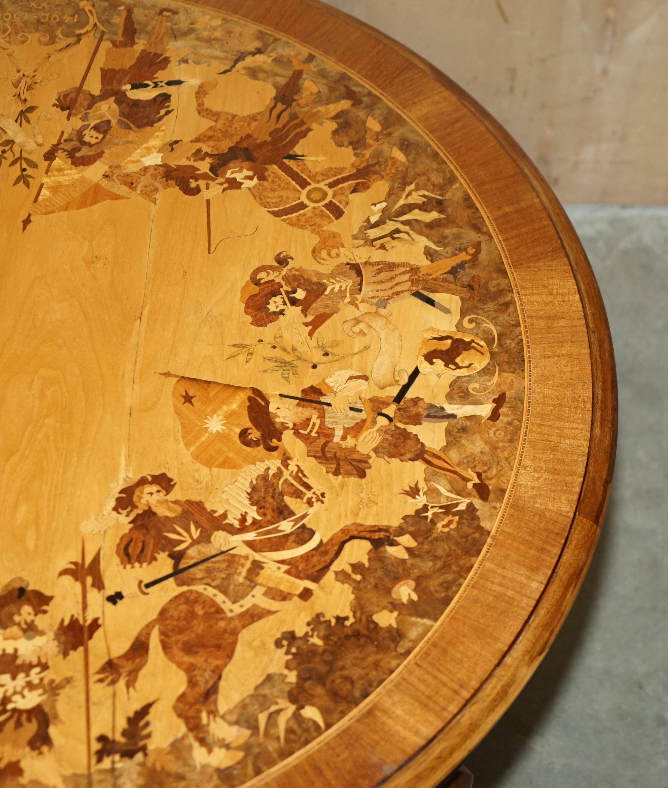 VERY RARE 1490 TO 1590 DATED MARQUETRY INLAID COFFEE TABLE BURR WALNUT SATiNWOOD 1