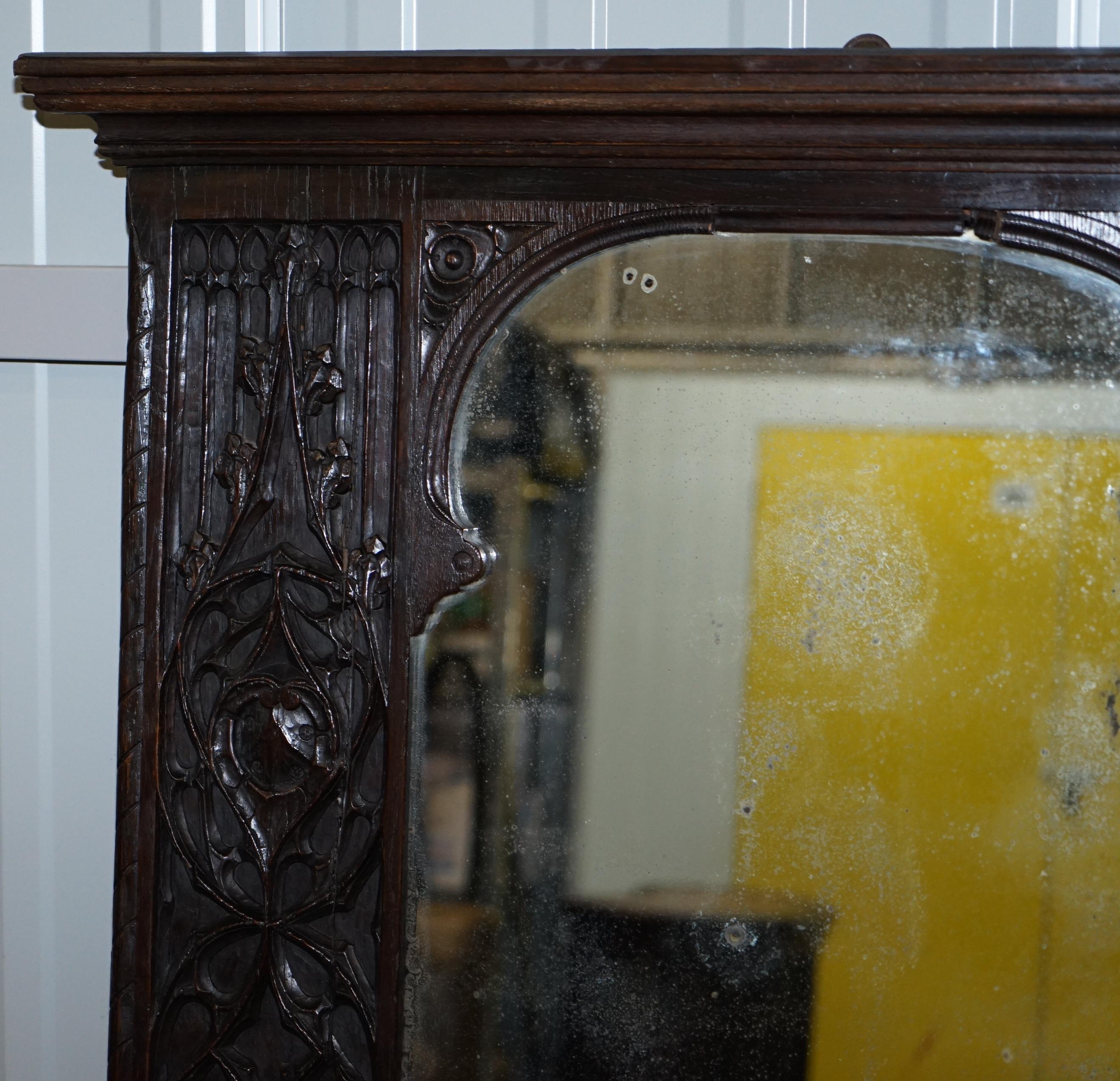 We are delighted to offer for sale this stunning and very rare original 16th century hand carved English wood mirror with Gothic tracery decoration

A very rare find, this mirror is designed to be wall mounted, I’m not sure of the exact history as