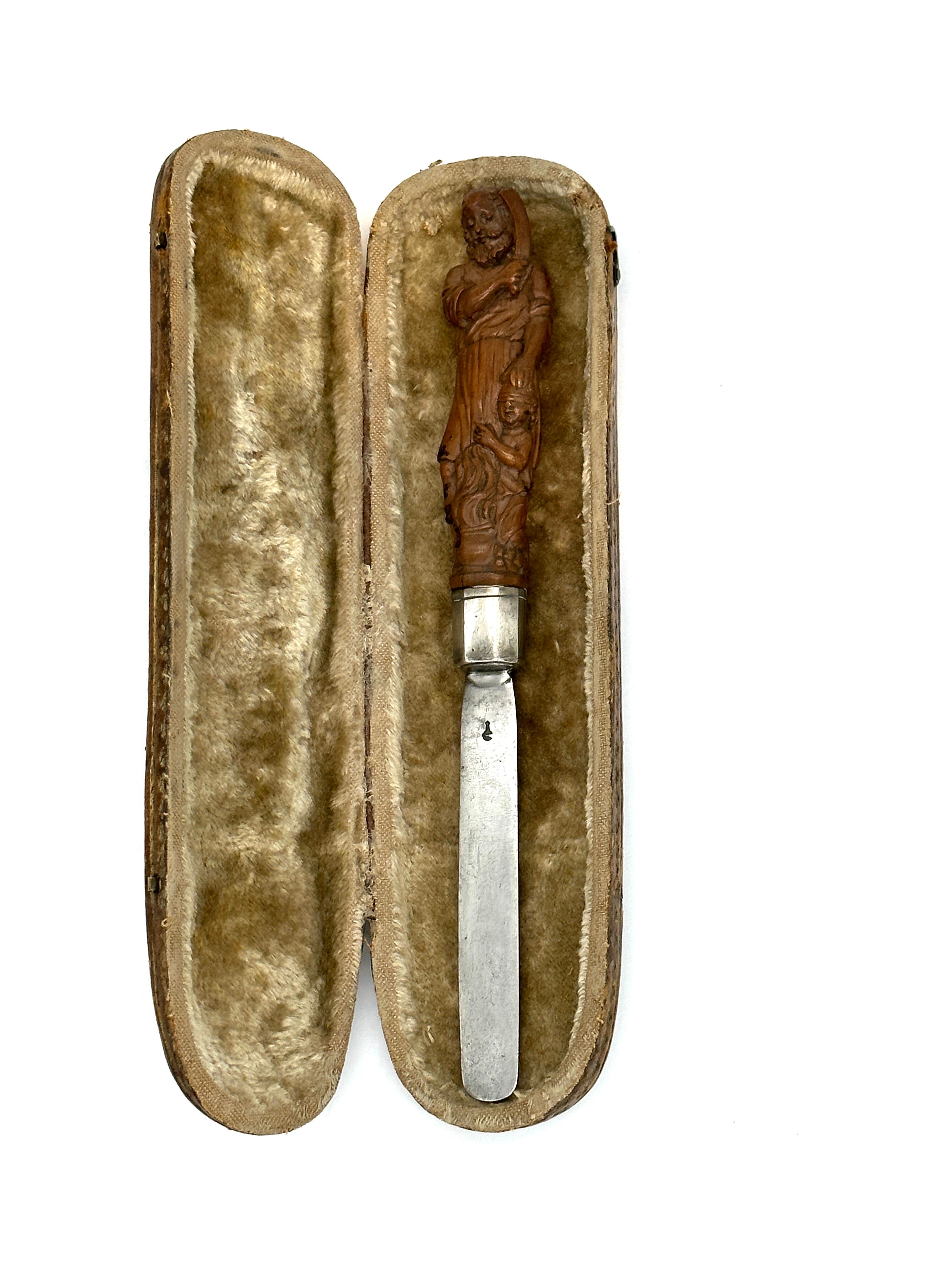 Seltenes italienisches Judaica-Holz-Silber-Cumcision-Messer aus dem 17. Jahrhundert (Europäisch) im Angebot